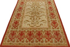 Antique Art Nouveau Rug in Red, Green, Brown Floral Pattern by Rug & Kilim