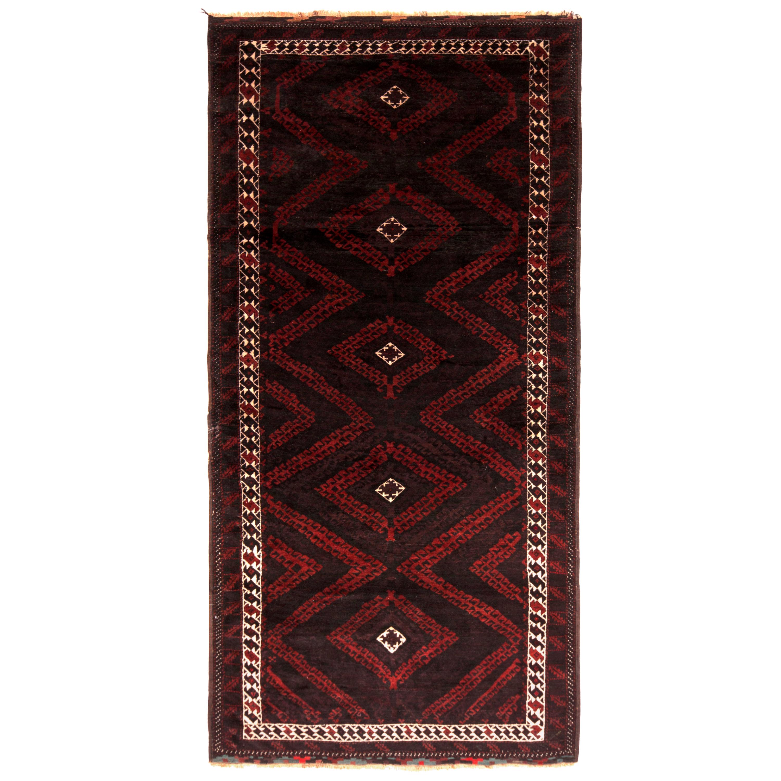 Hand-Knotted Vintage Rug Brown Red Mid-Century Persian Pattern by Rug & Kilim