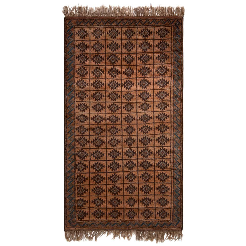 New Persian Turkmen Rug with Black and Ivory Tribal ‘Gul’ Details For ...