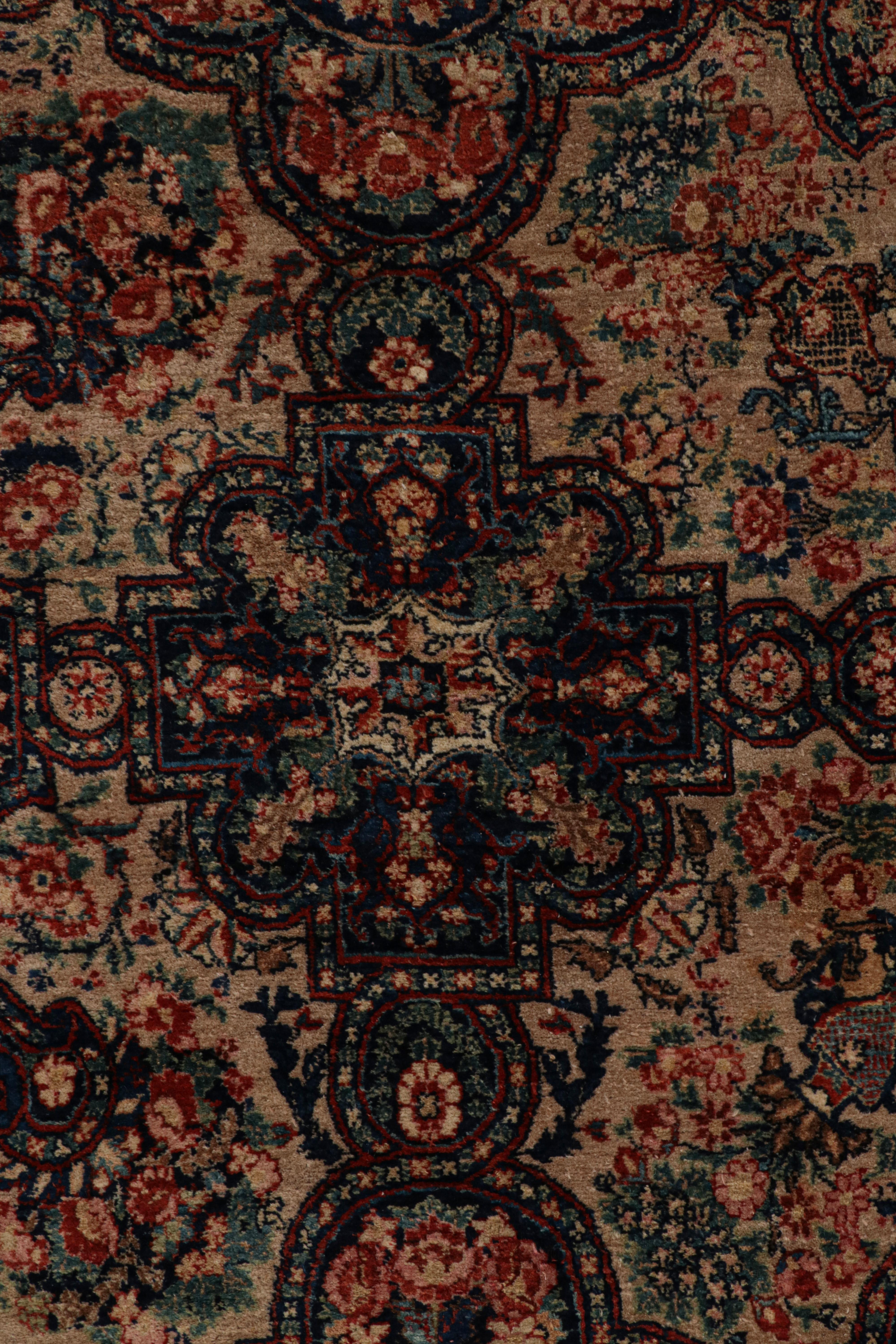Persian Hand Knotted Antique Bidjar Rug in Beige Brown and Floral Pattern For Sale