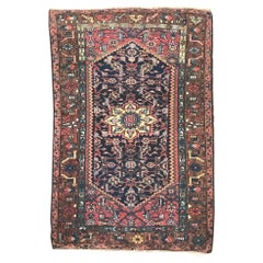 Alfombra Tribal Hamadan Antigua Anudada a Mano Azul Malva 1930 Circa