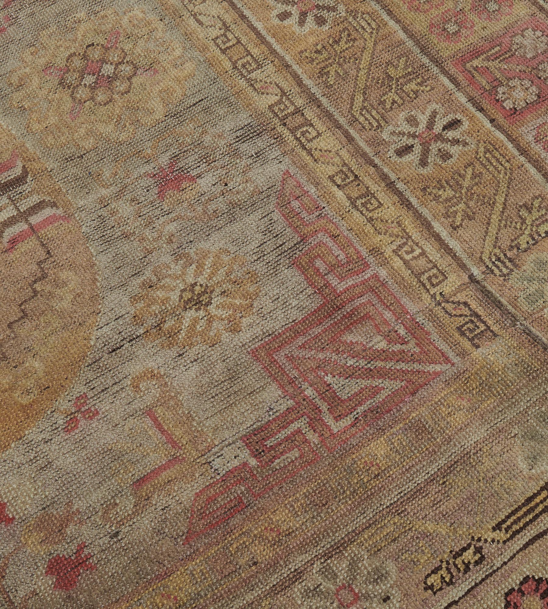 Hand-Knotted Antique Circa 1870, Khotan Rug In Good Condition For Sale In West Hollywood, CA