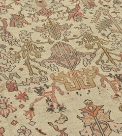 Hand-Knotted Antique Circa-1880 Ivory floral Anatolian Ghordes Rug