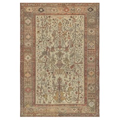 Knots Rugs Antiques Circa-1880 Ivory floral Anatolian Ghordes noués à la main