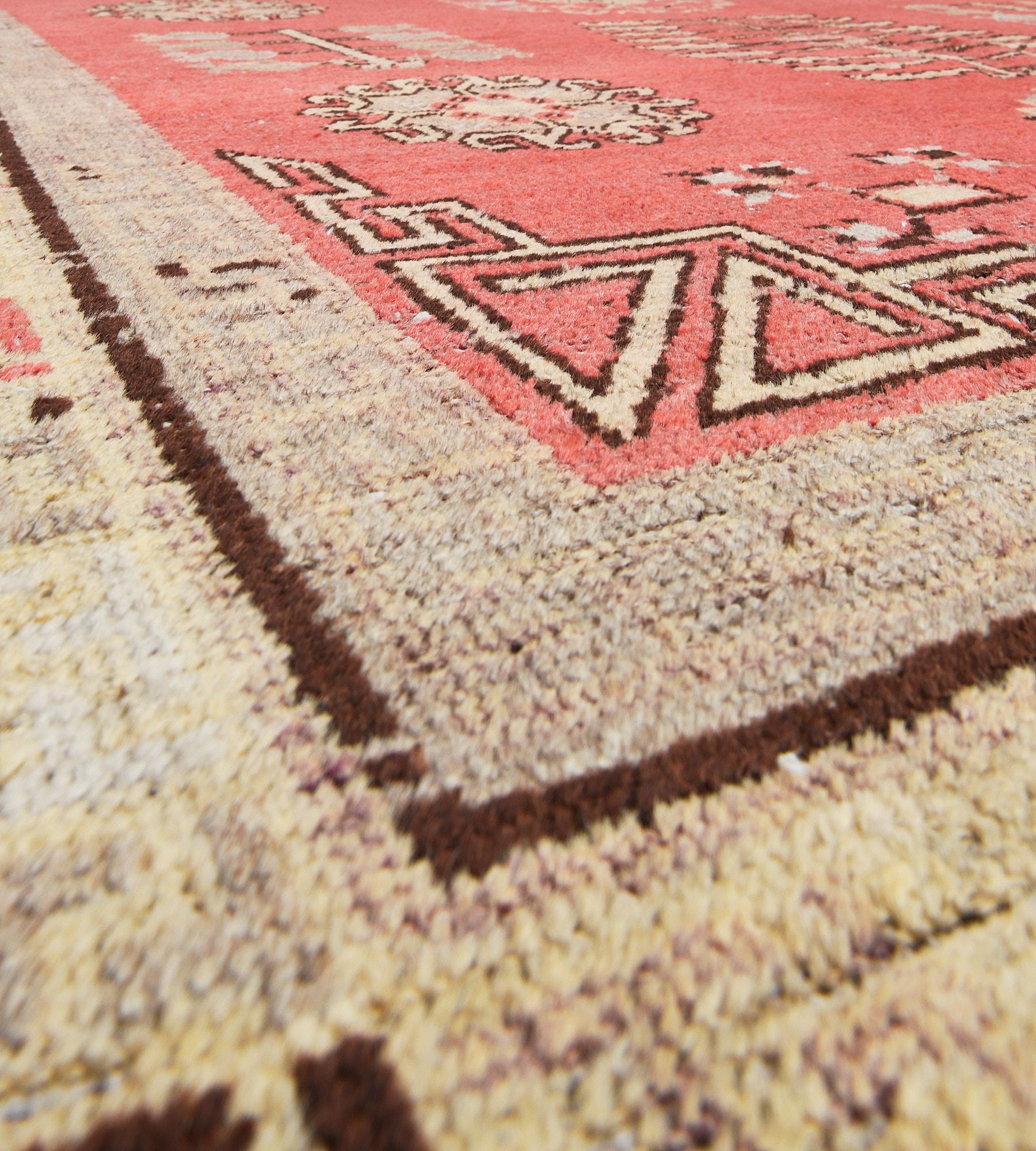 East Turkestani Hand-Knotted Antique Circa-1880 Red Khotan Rug For Sale