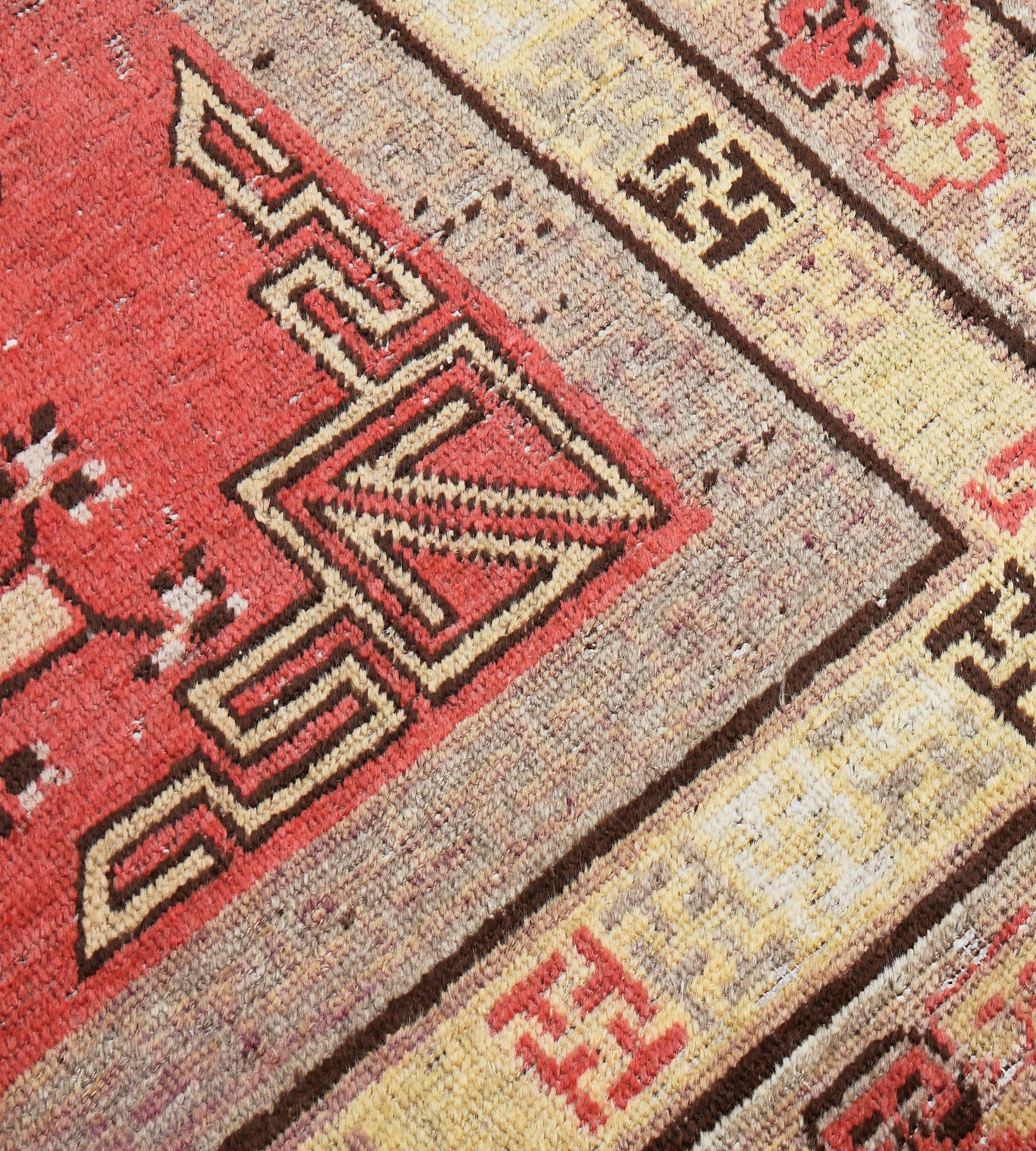 Hand-Knotted Antique Circa-1880 Red Khotan Rug For Sale 2