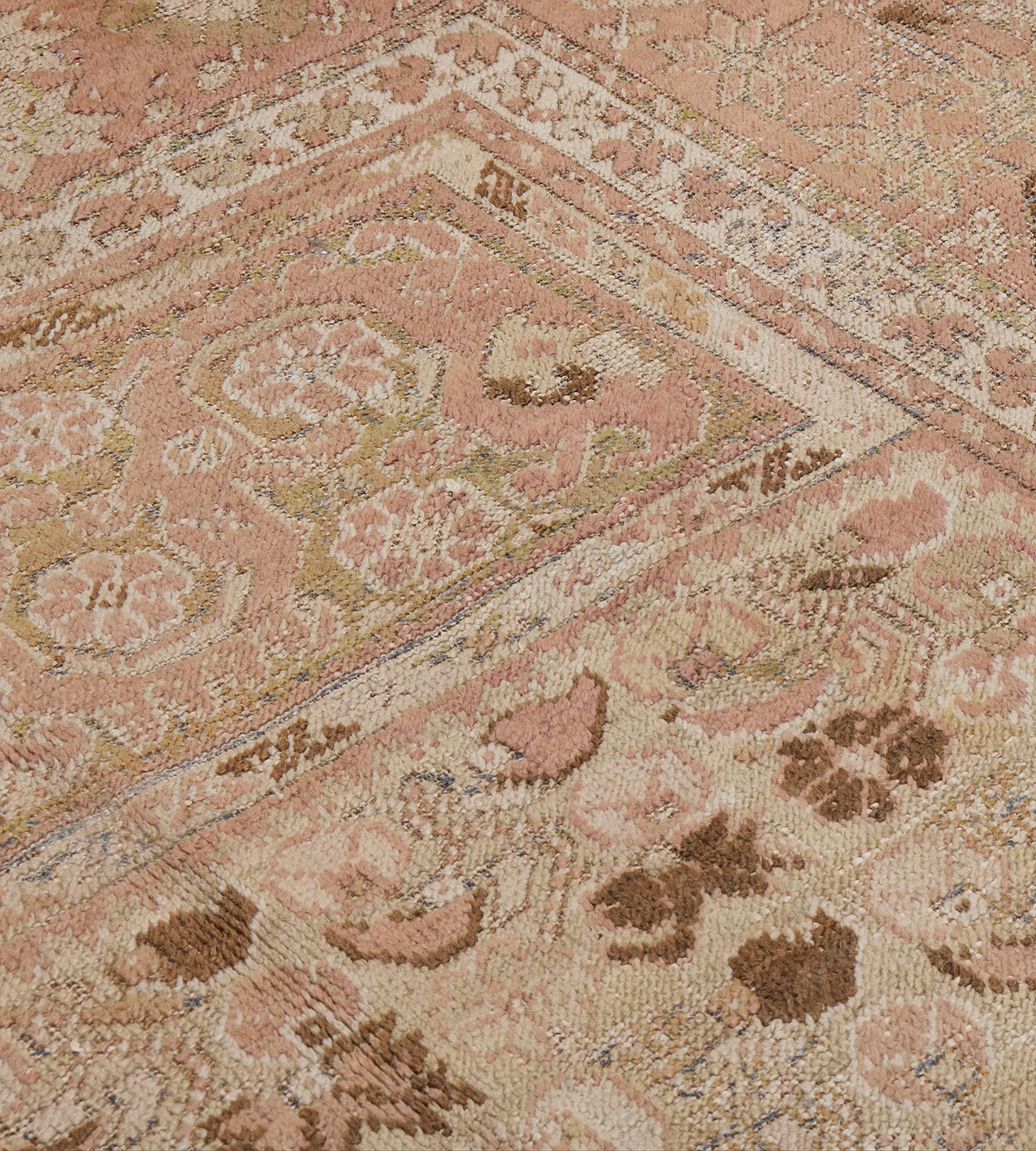 Hand-Knotted Antique Circa-1880 Salmon-Pink Ghordes Runner For Sale 5