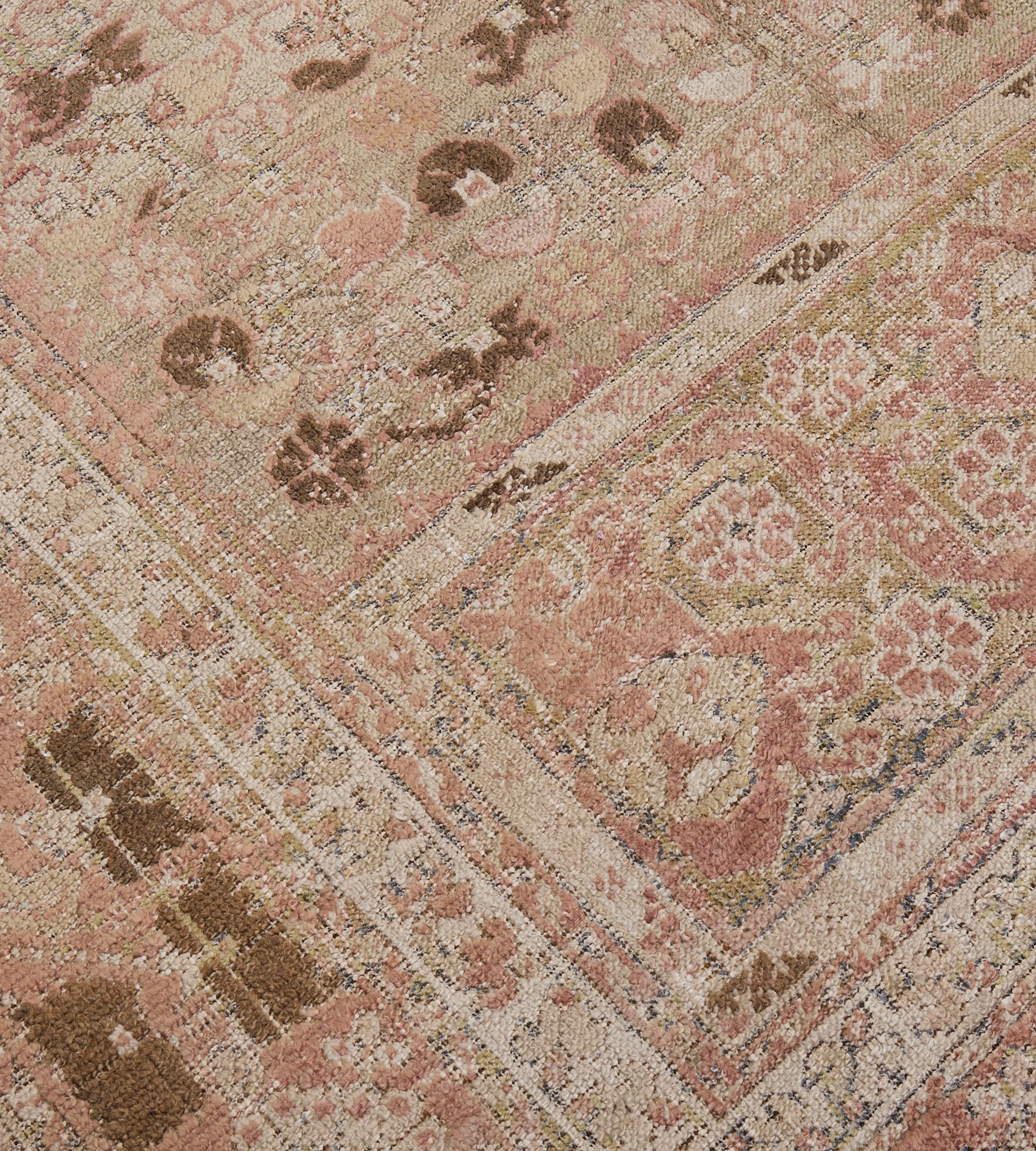 Turkish Hand-Knotted Antique Circa-1880 Salmon-Pink Ghordes Runner For Sale