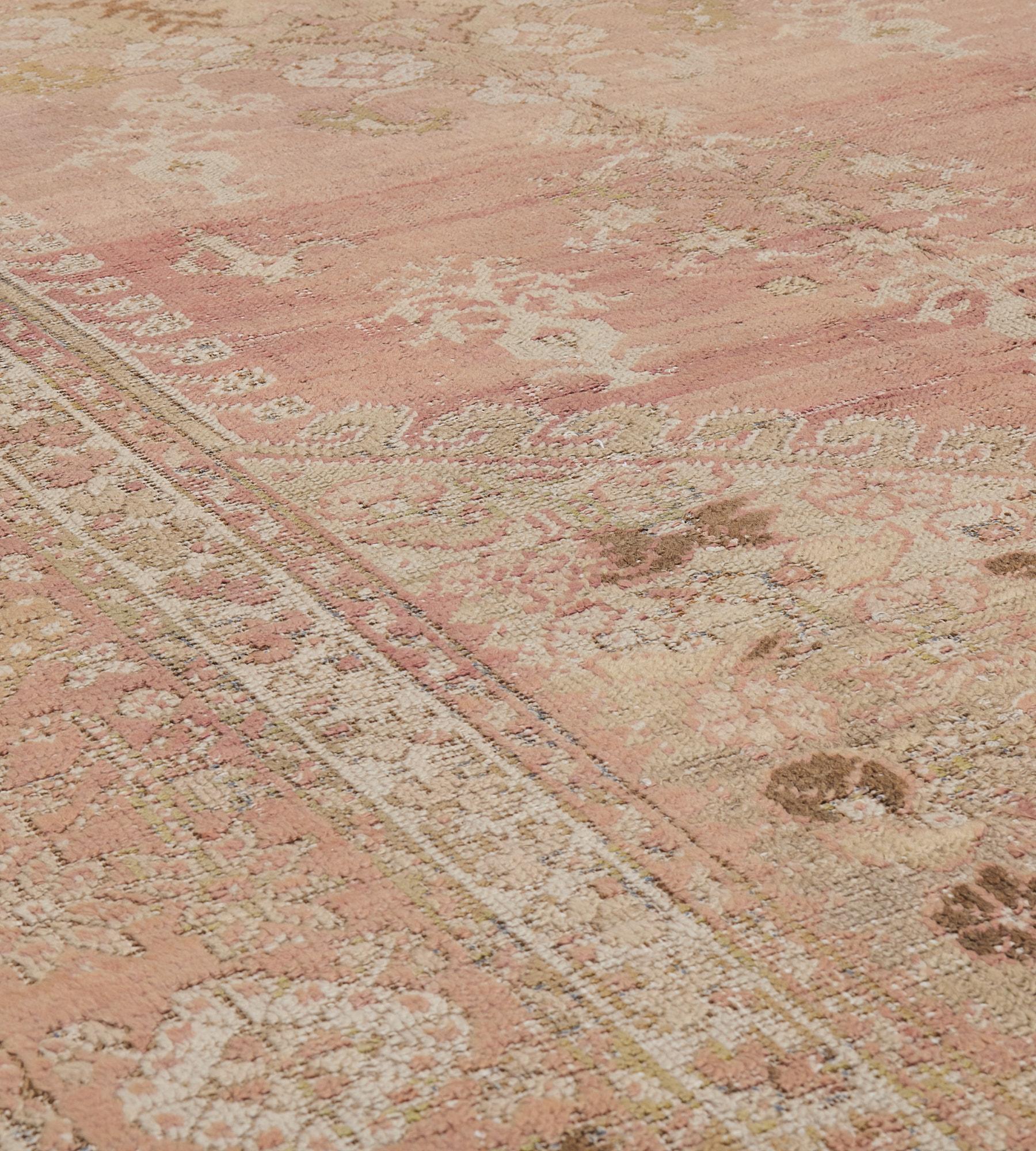 Hand-Knotted Antique Circa-1880 Salmon-Pink Ghordes Runner In Good Condition For Sale In West Hollywood, CA