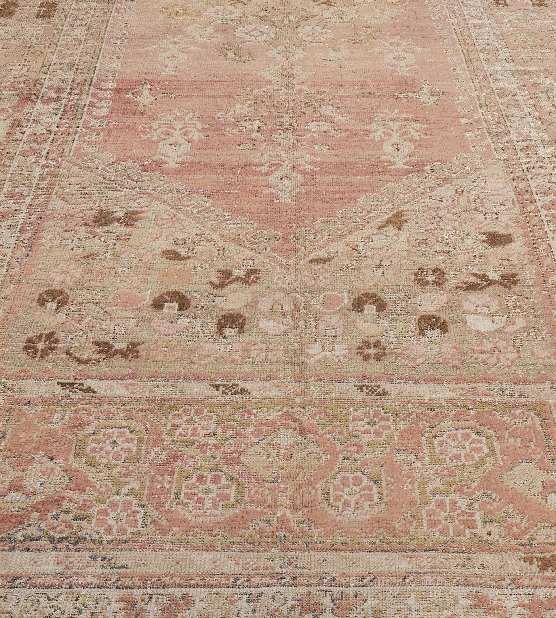 Hand-Knotted Antique Circa-1880 Salmon-Pink Ghordes Runner For Sale 1