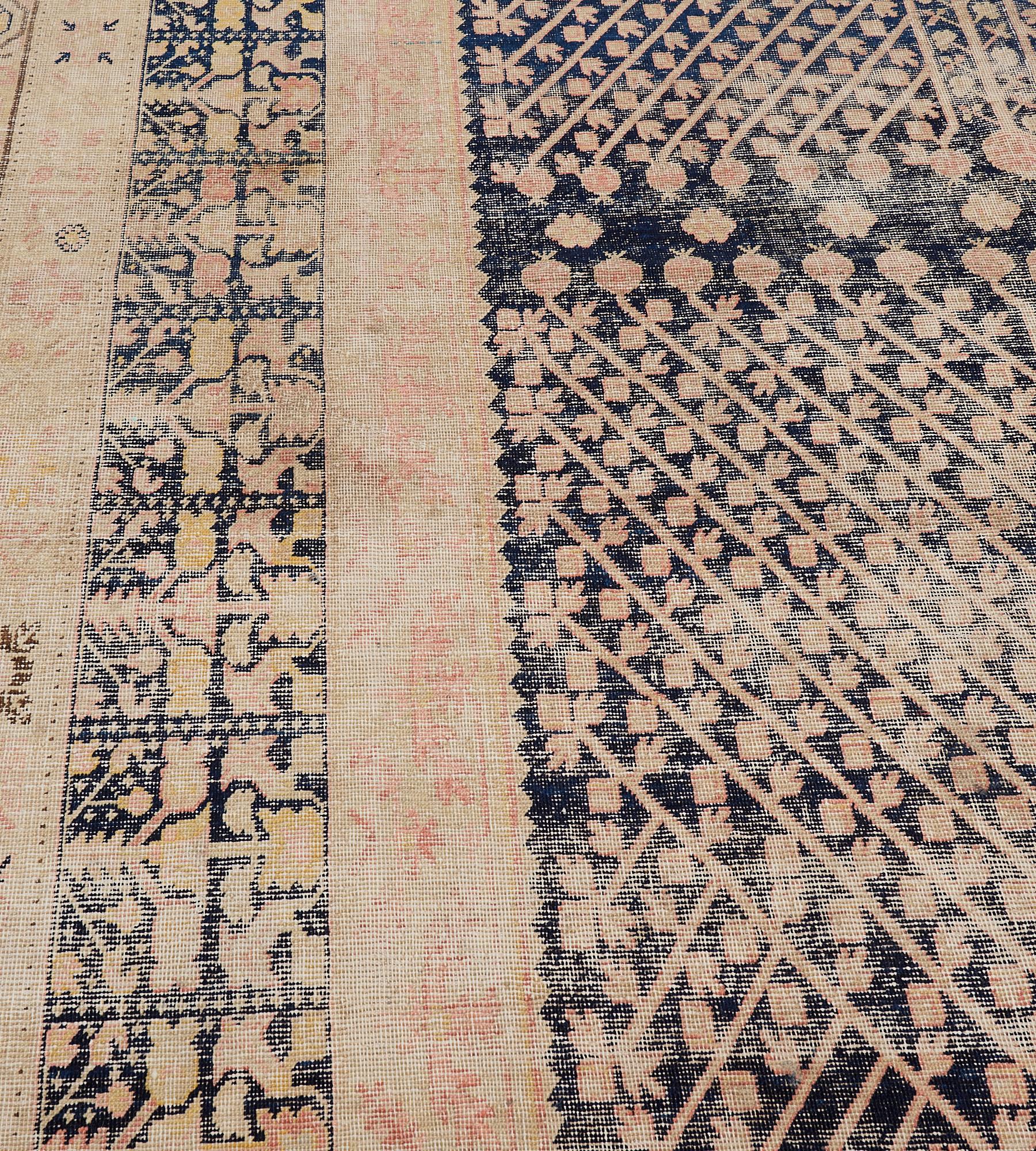19th Century Hand-Knotted Antique Circa-1880 Traditional Khotan Rug For Sale