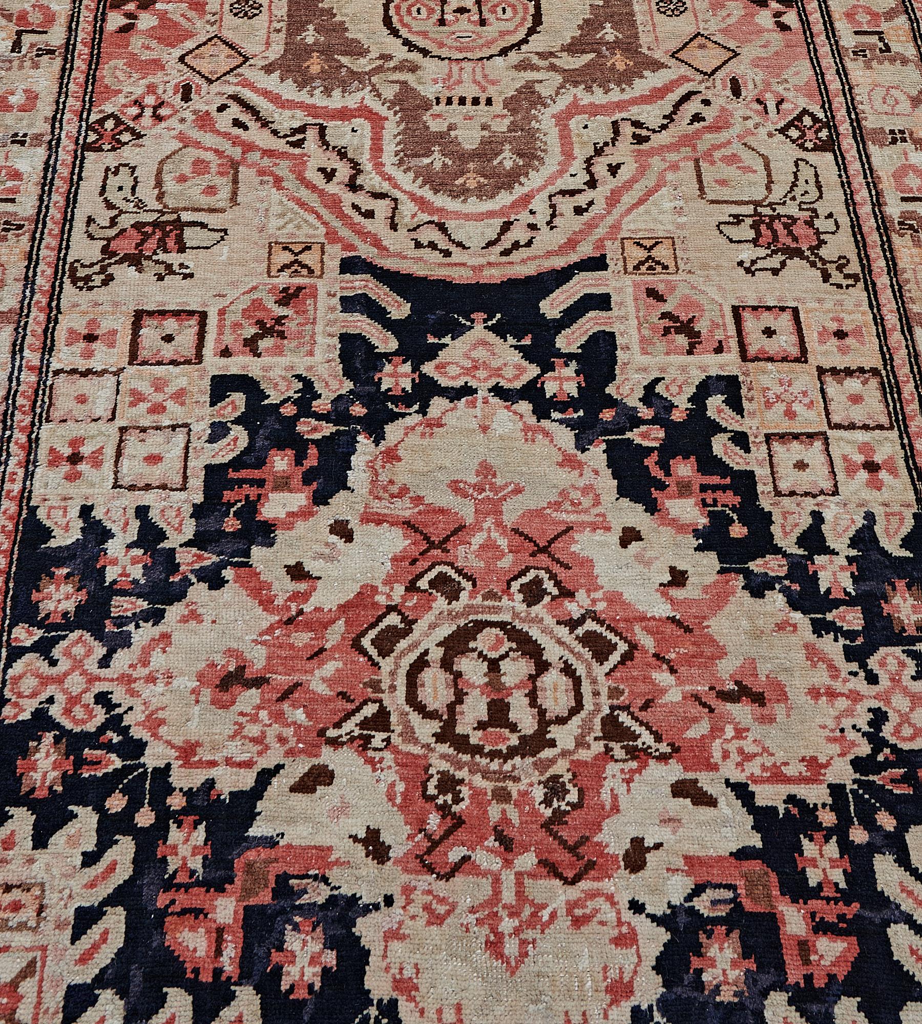 Wool Hand-Knotted Antique Circa-1900 Karabah Runner For Sale