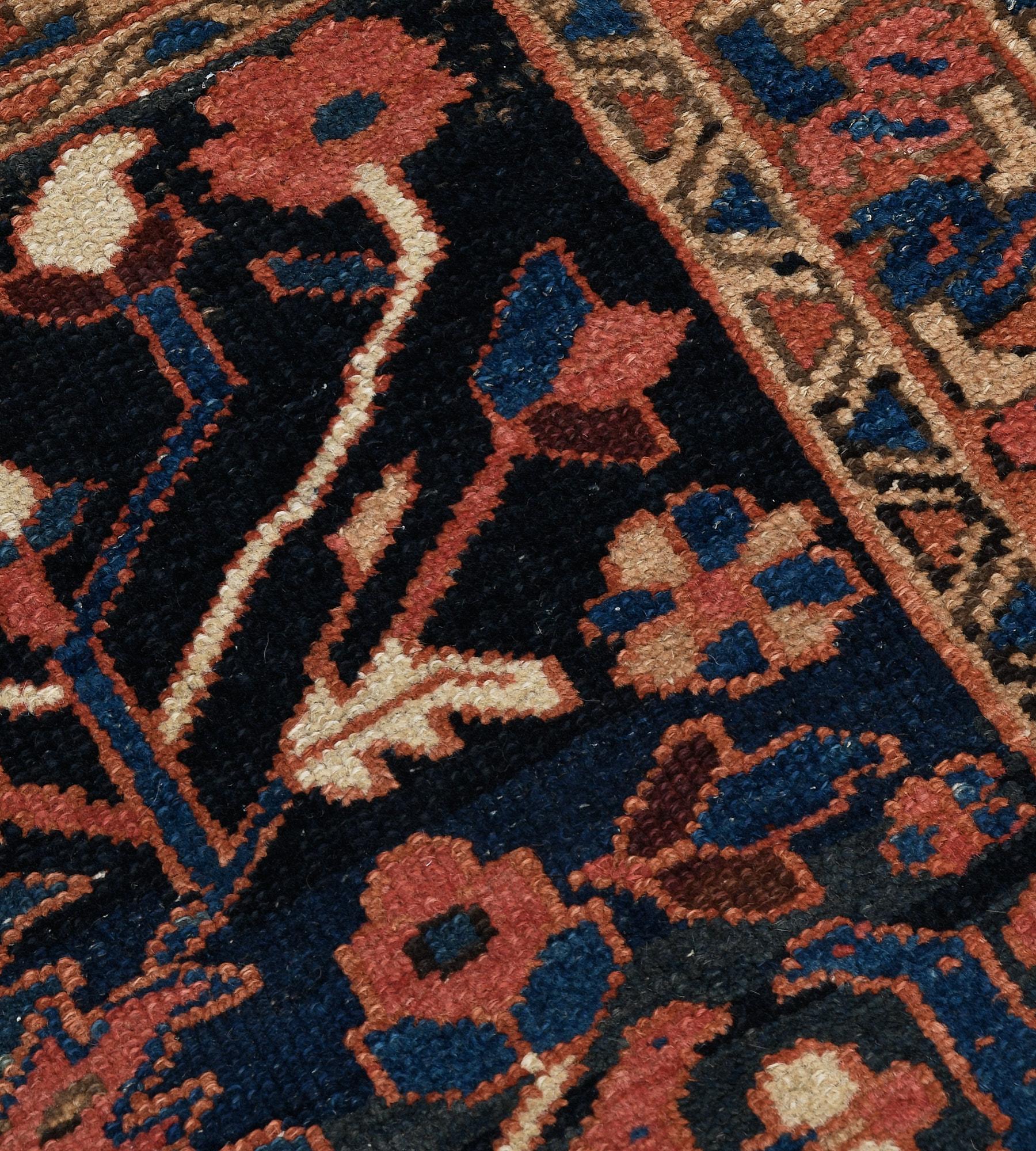 20th Century Hand-Knotted Antique Circa -1900 Wool Floral Heriz Rug For Sale