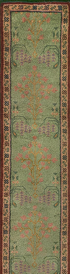 Hand-Knotted Antique Circa-1910 Wool Floral Irish Donegal Runner
