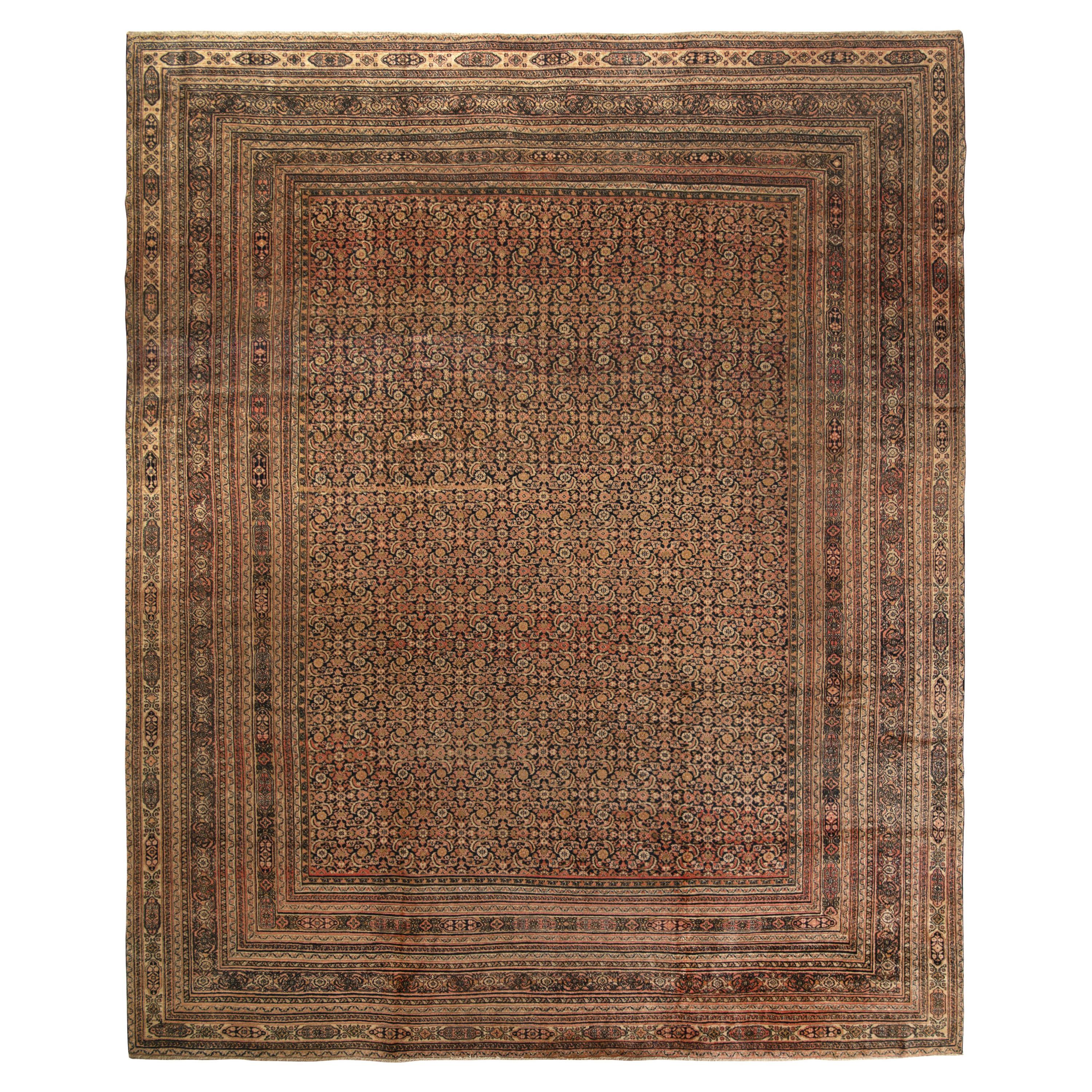 Hand-Knotted Antique Doroksh Persian Rug All Over Pattern For Sale