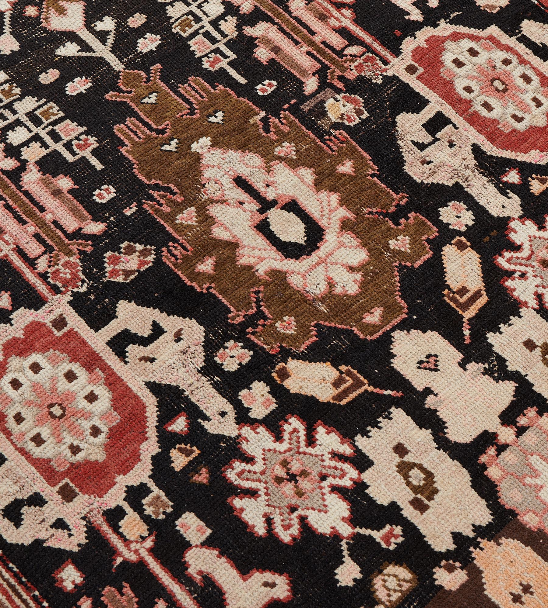 Caucasian Hand-Knotted Antique Floral Karabagh Runner, Circa 1890 For Sale