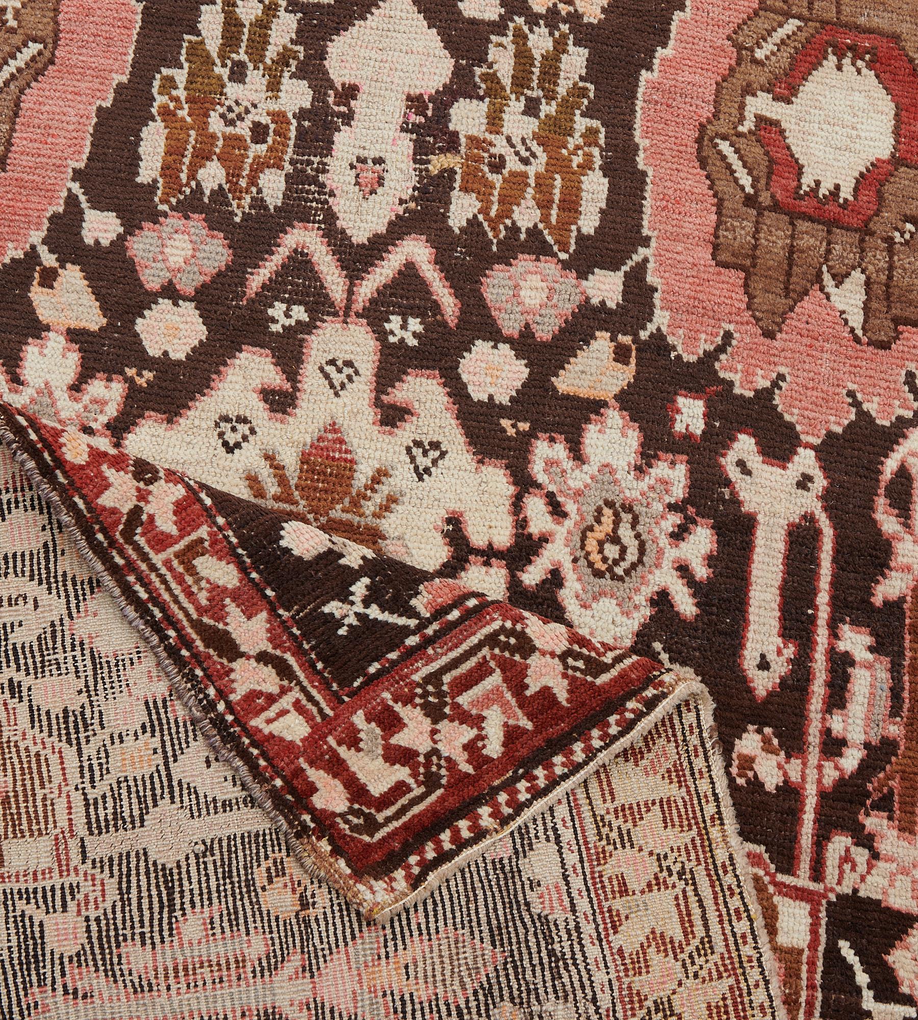Wool Hand-Knotted Antique Floral Karabagh Runner, Circa 1890 For Sale