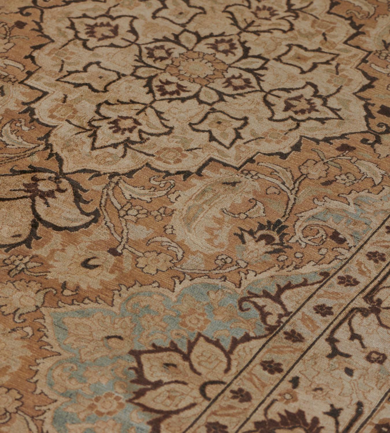 Wool Hand-knotted Antique Floral Persian Khorassan Rug For Sale