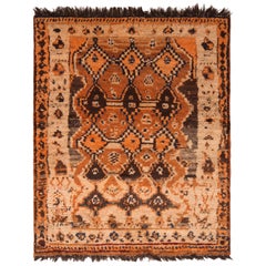 Hand Knotted Antique Gabbeh Rug Geometric Beige Orange Persian Tribal Rug