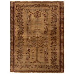 Tappeto antico Ghiordes annodato a mano Beige Brown con motivo geometrico di Rug & Kilim