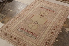 Hand-Knotted Antique Ghiordes Rug in Beige-Brown Floral Pattern by Rug & Kilim