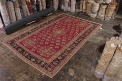 Hand Knotted Antique Gordes Rug Red and Beige Floral Pattern by Rug & Kilim