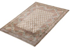 Hand-Knotted Antique Hereke Rug in Beige Geometric Pattern by Rug & Kilim