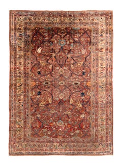 Tapis persan ancien Heriz noué à la main à motif floral rouge de Rug & Kilim