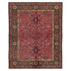 Hand-Knotted Antique Indian Agra Rug in All over Pink, Pictorial by Rug & Kilim