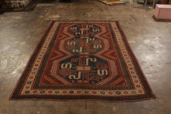 Handgeknüpfter antiker Kasai-Teppich in Orange mit geometrischem Stammesmuster von Teppich & Kelim