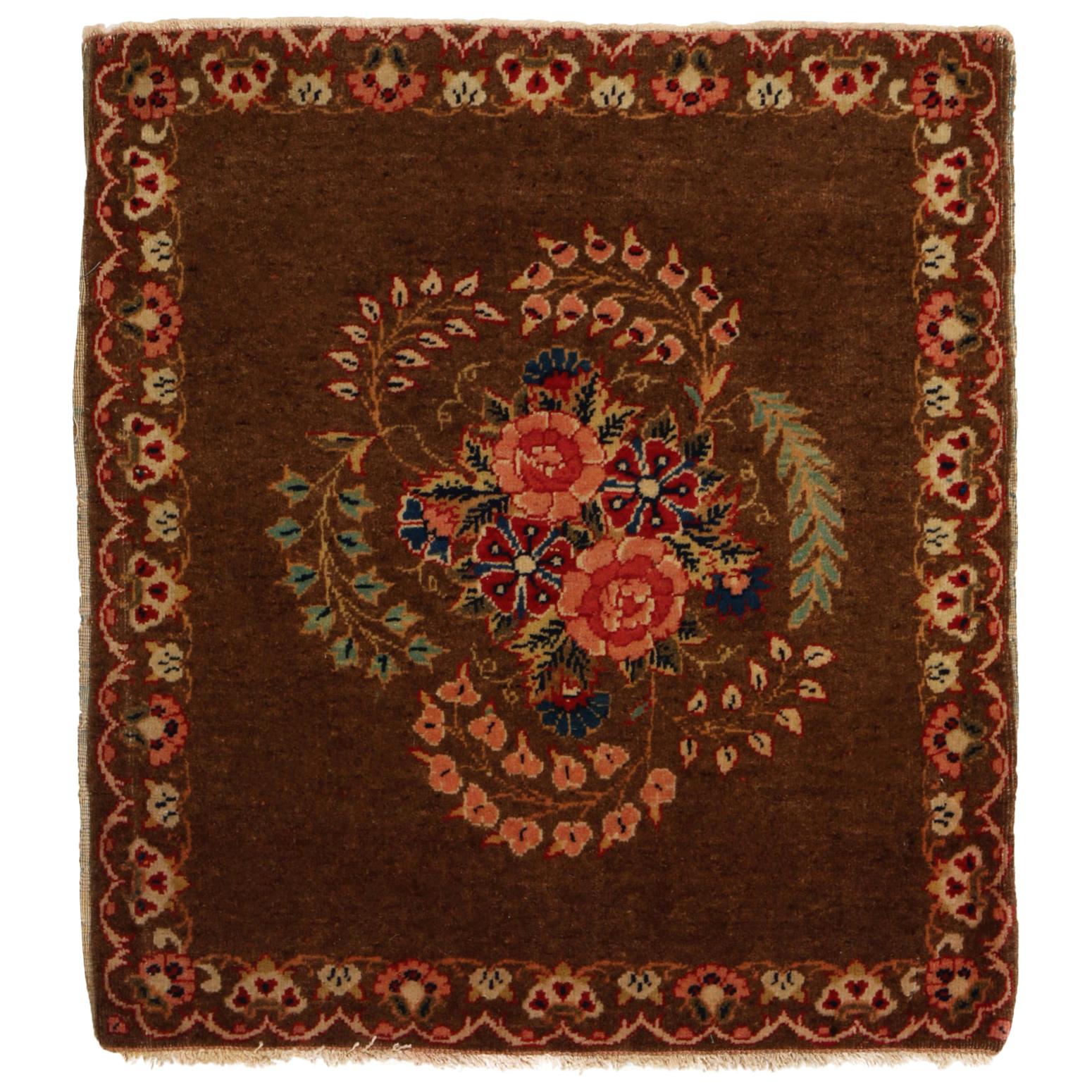 Hand Knotted Antique Wool Persian Rug Floral Medallion Pattern by Rug & Kilim For Sale