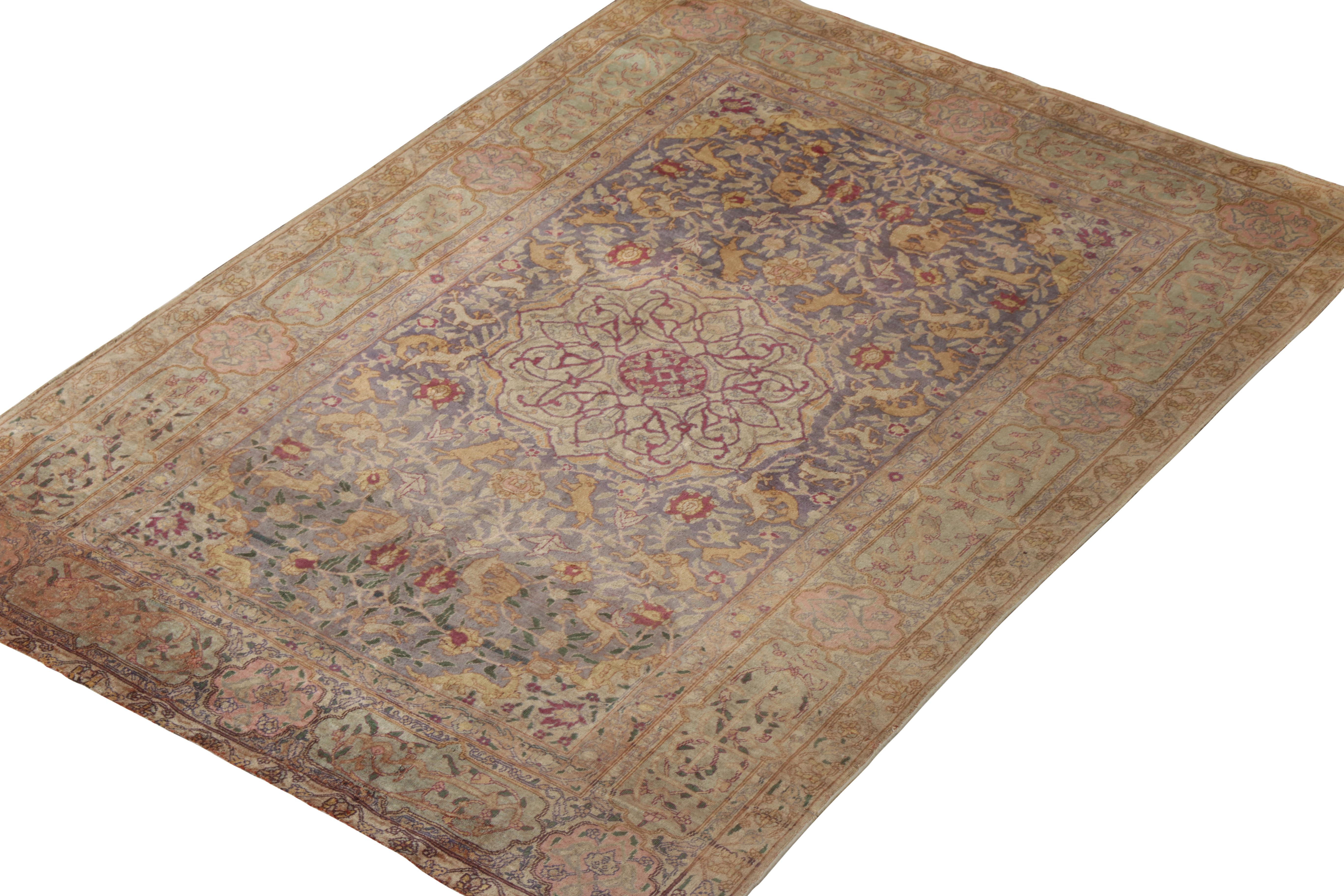 Other Hand-Knotted Antique Kayseri Rug in Green Medallion Pattern by Rug & Kilim For Sale