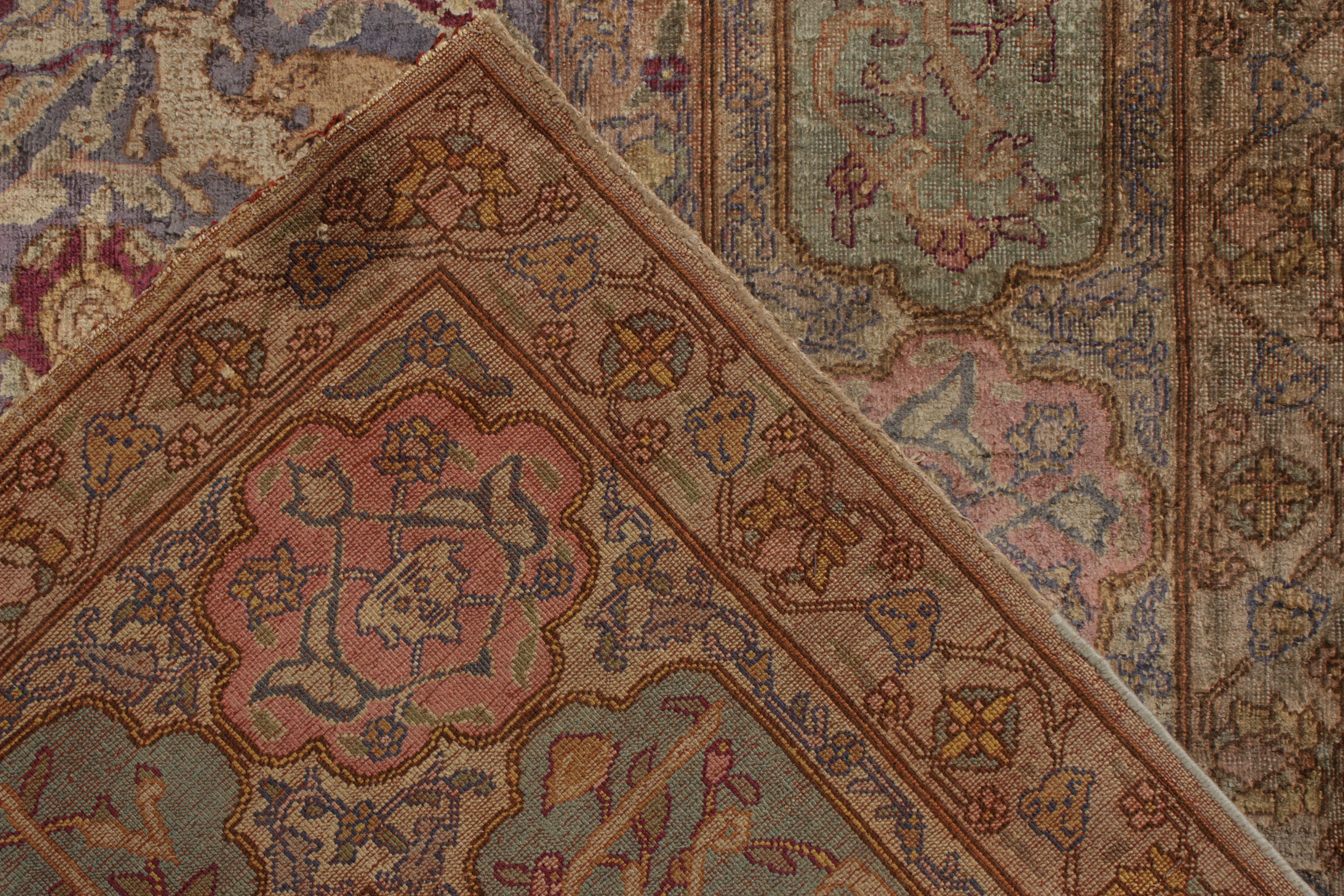 Handgeknüpfter antiker Kayseri-Teppich in grünem Medaillonmuster von Teppich & Kelim (Seide) im Angebot