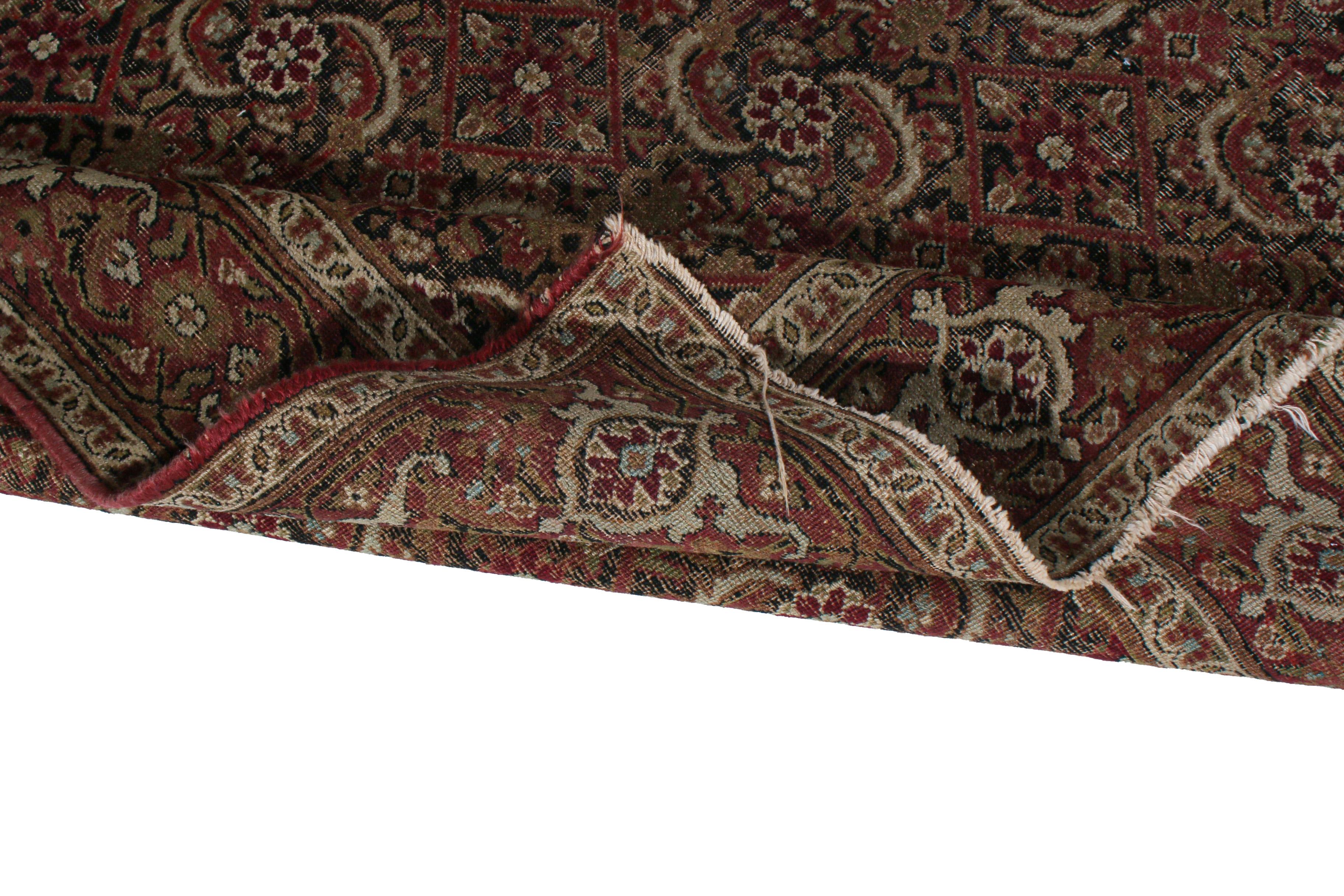 Hand-Knotted Hand Knotted Antique Kerman Lavar Rug Beige-Brown Herati Pattern by Rug & Kilim For Sale