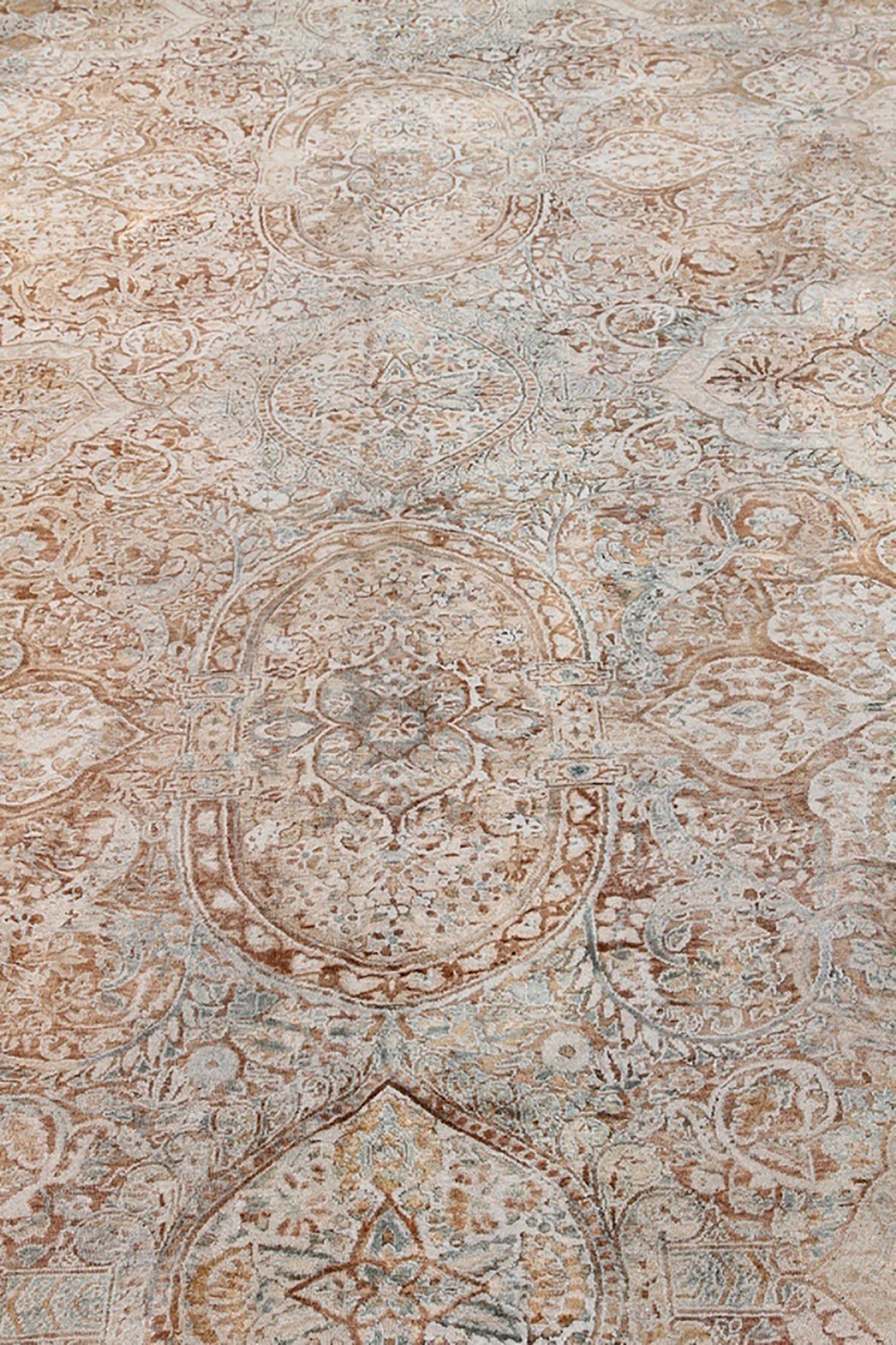 Other Hand Knotted Persian Rug in Beige All-Over Geometric Pattern For Sale
