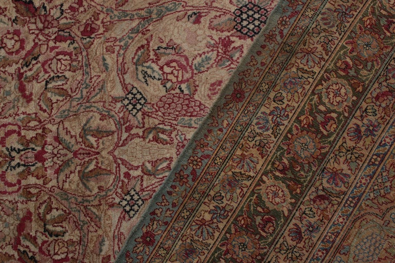 Hand-Knotted Antique Kerman Rug in Beige Persian Floral Pattern by Rug ...