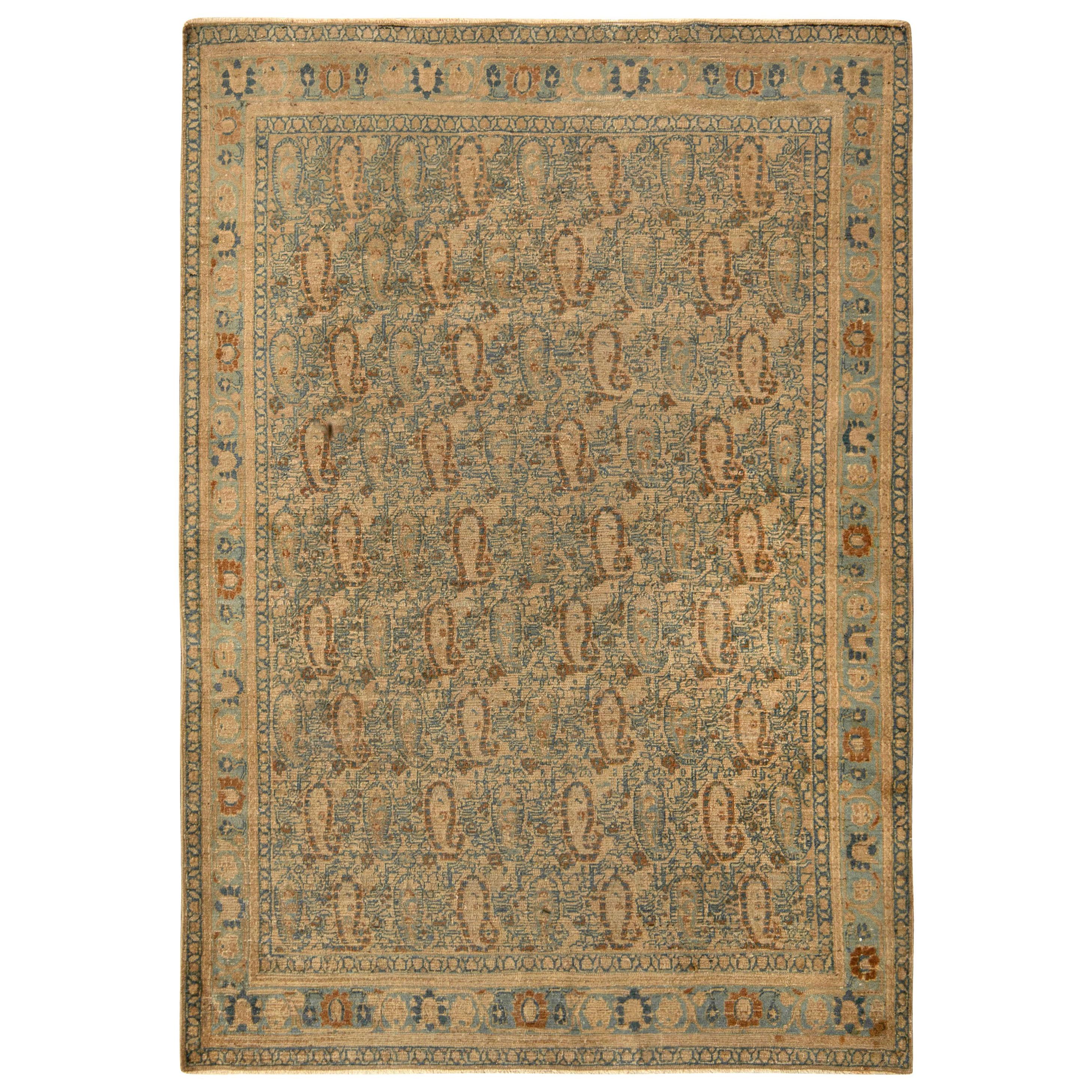 Hand-Knotted Antique Persian Rug, Beige-Brown Paisley Pattern by Rug & Kilim