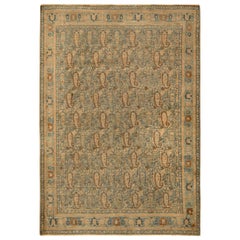Handgeknüpfter antiker persischer Teppich, beige-braunes Paisleymuster von Teppich & Kelim