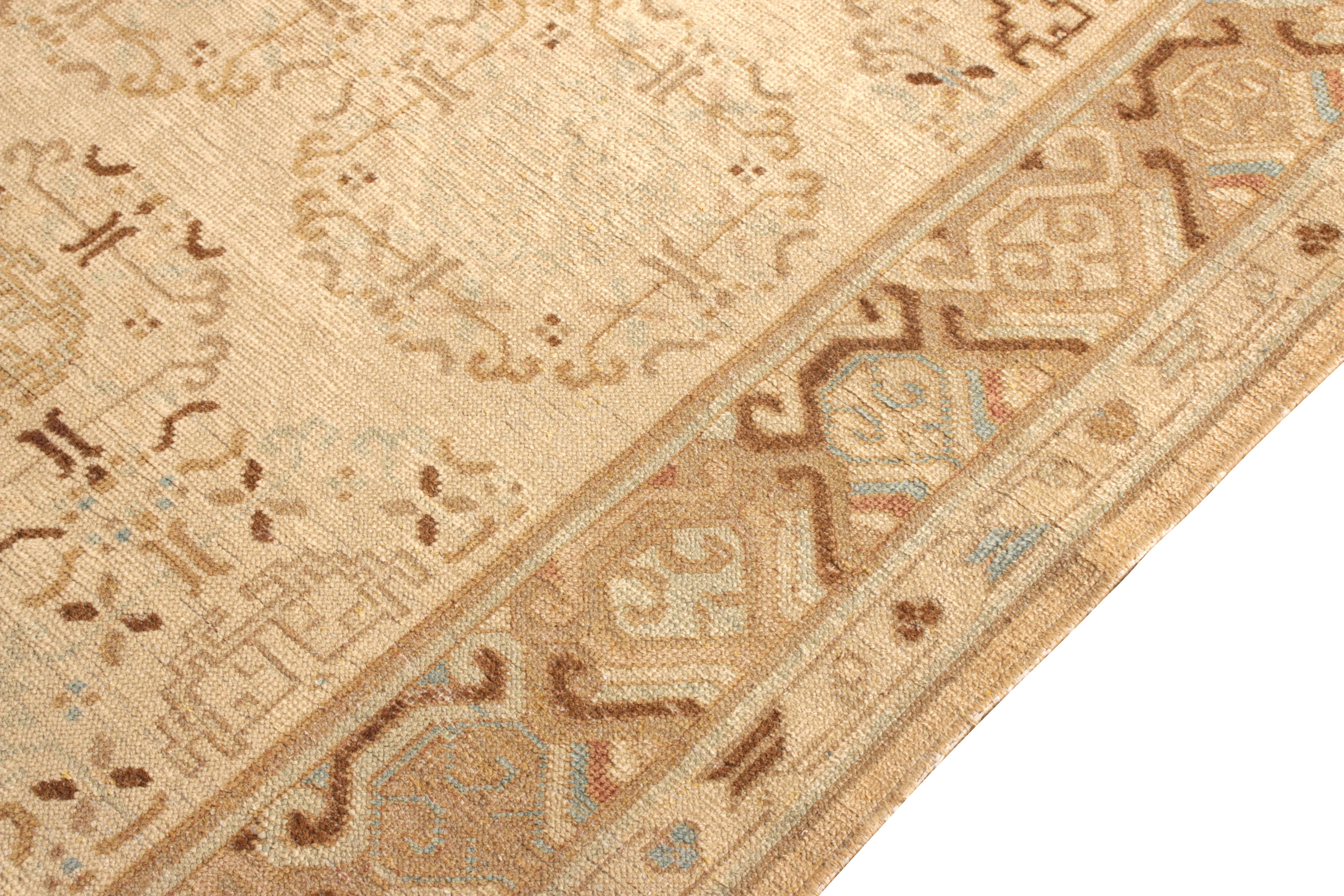 Hand-Knotted Antique Khotan Rug in Beige-Brown Medallion Pattern In Good Condition For Sale In Long Island City, NY