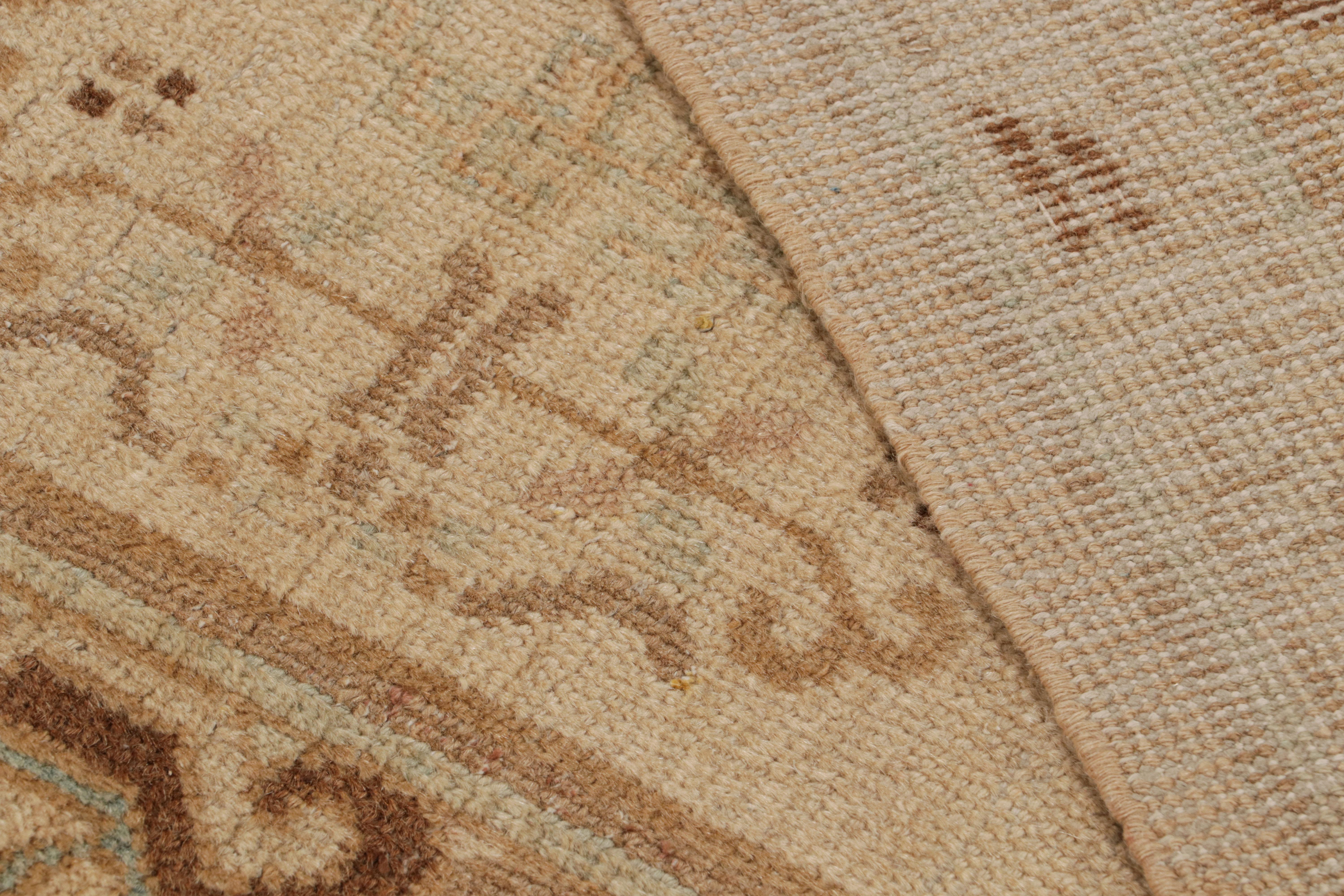 Hand-Knotted Antique Khotan Rug in Beige-Brown Medallion Pattern 1