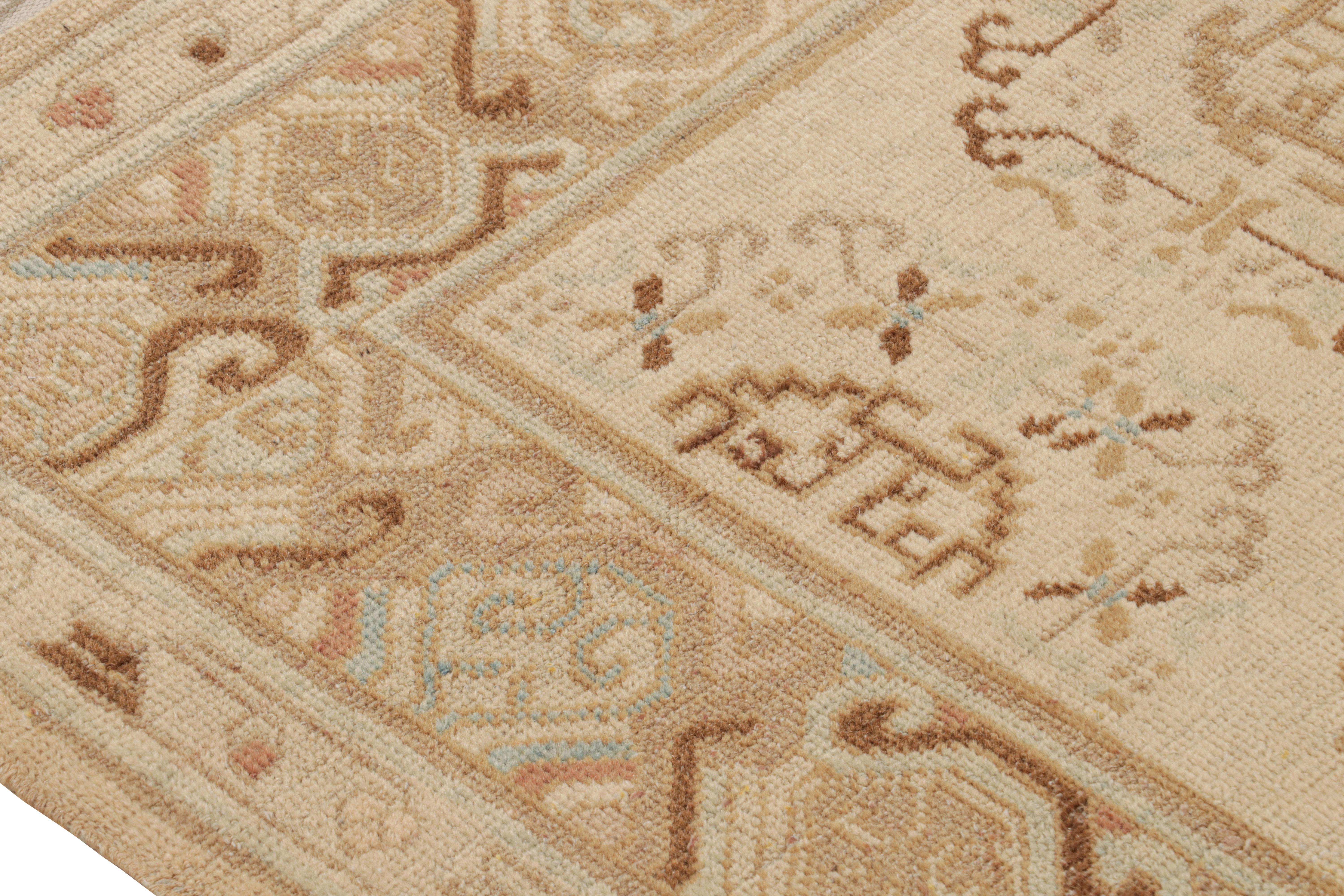 Early 20th Century Hand-Knotted Antique Khotan Rug in Beige-Brown Medallion Pattern