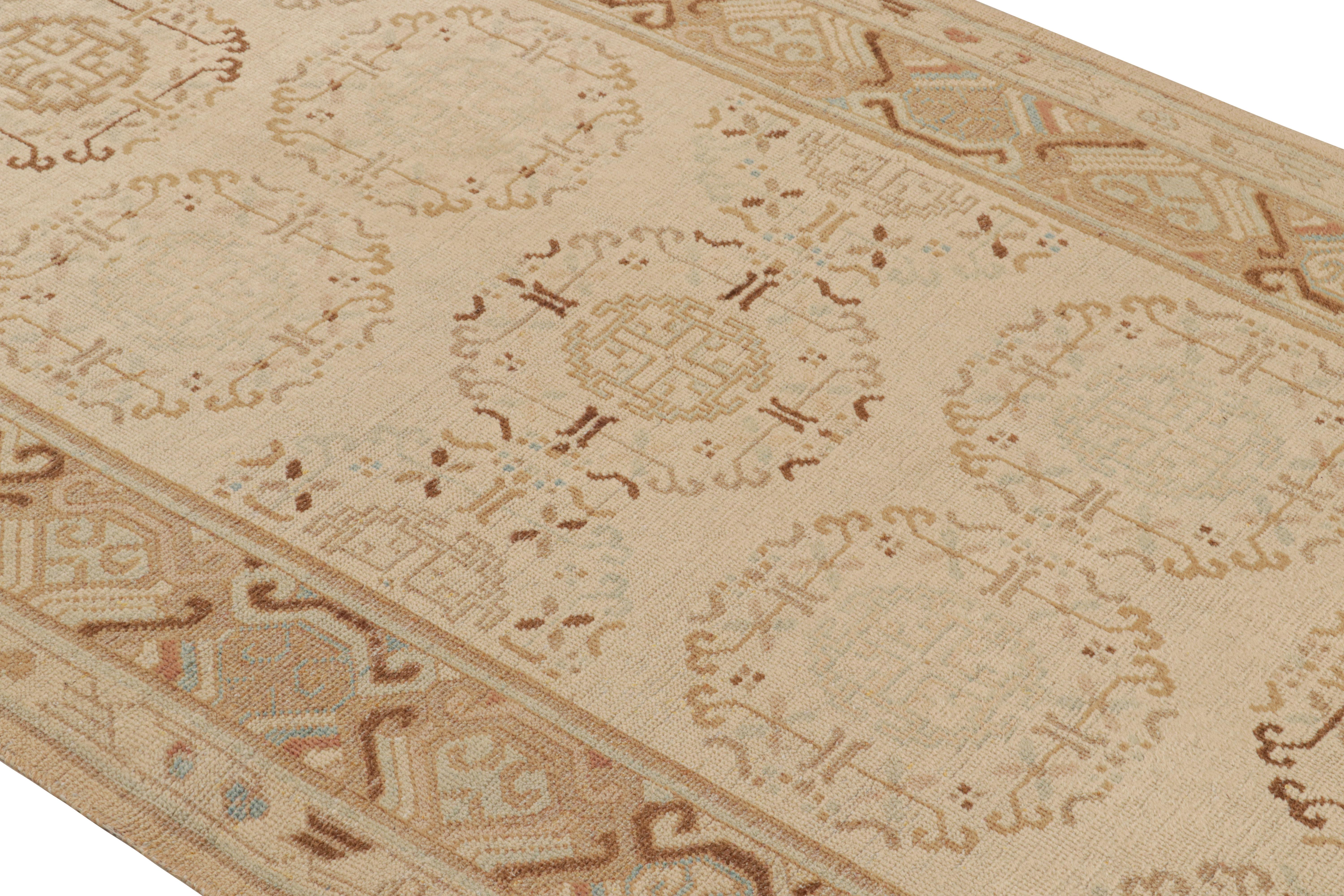 Hand-Knotted Antique Khotan Rug in Beige-Brown Medallion Pattern In Good Condition In Long Island City, NY