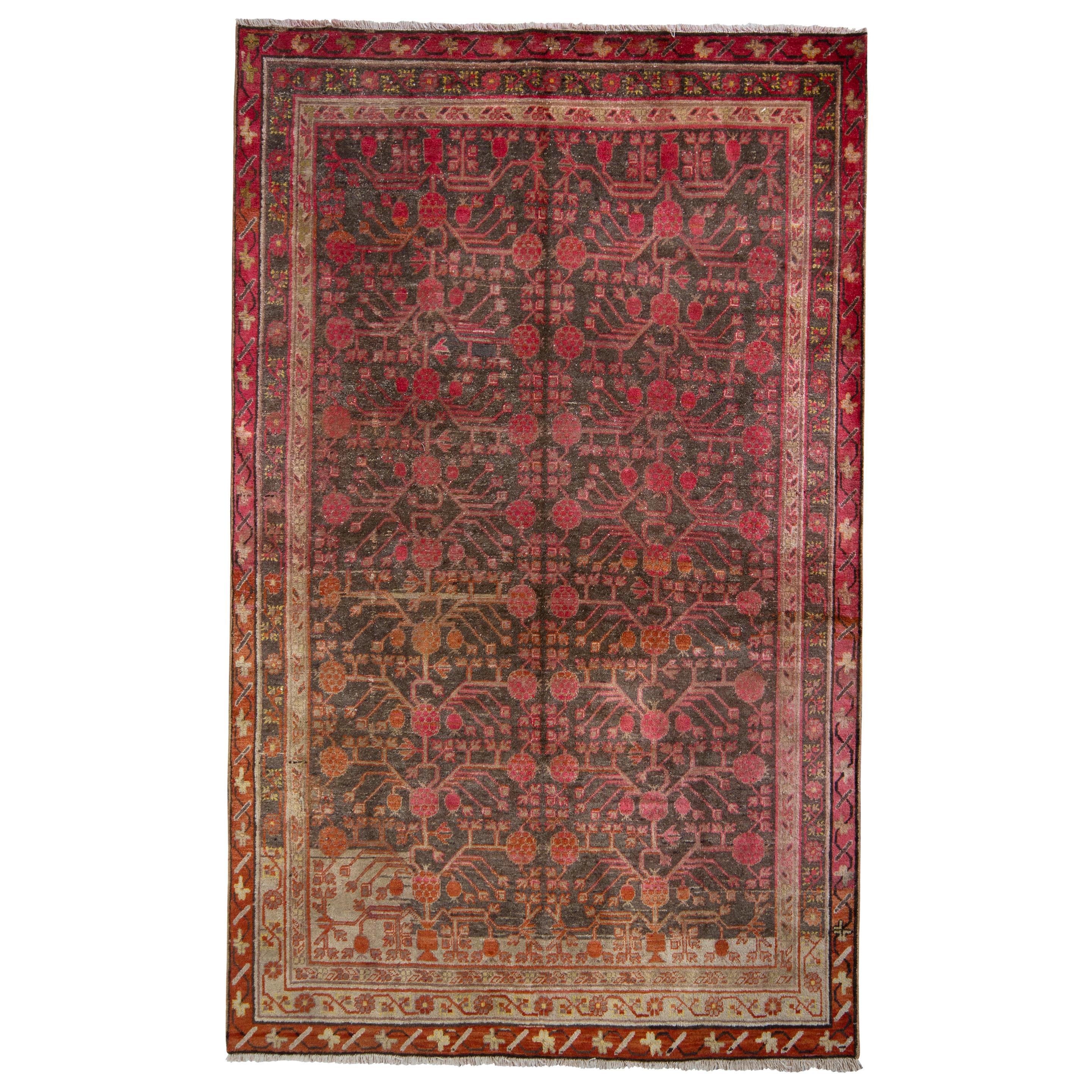 HandKnotted Antique Khotan Rug in BeigeBrown Medallion Pattern by Rug