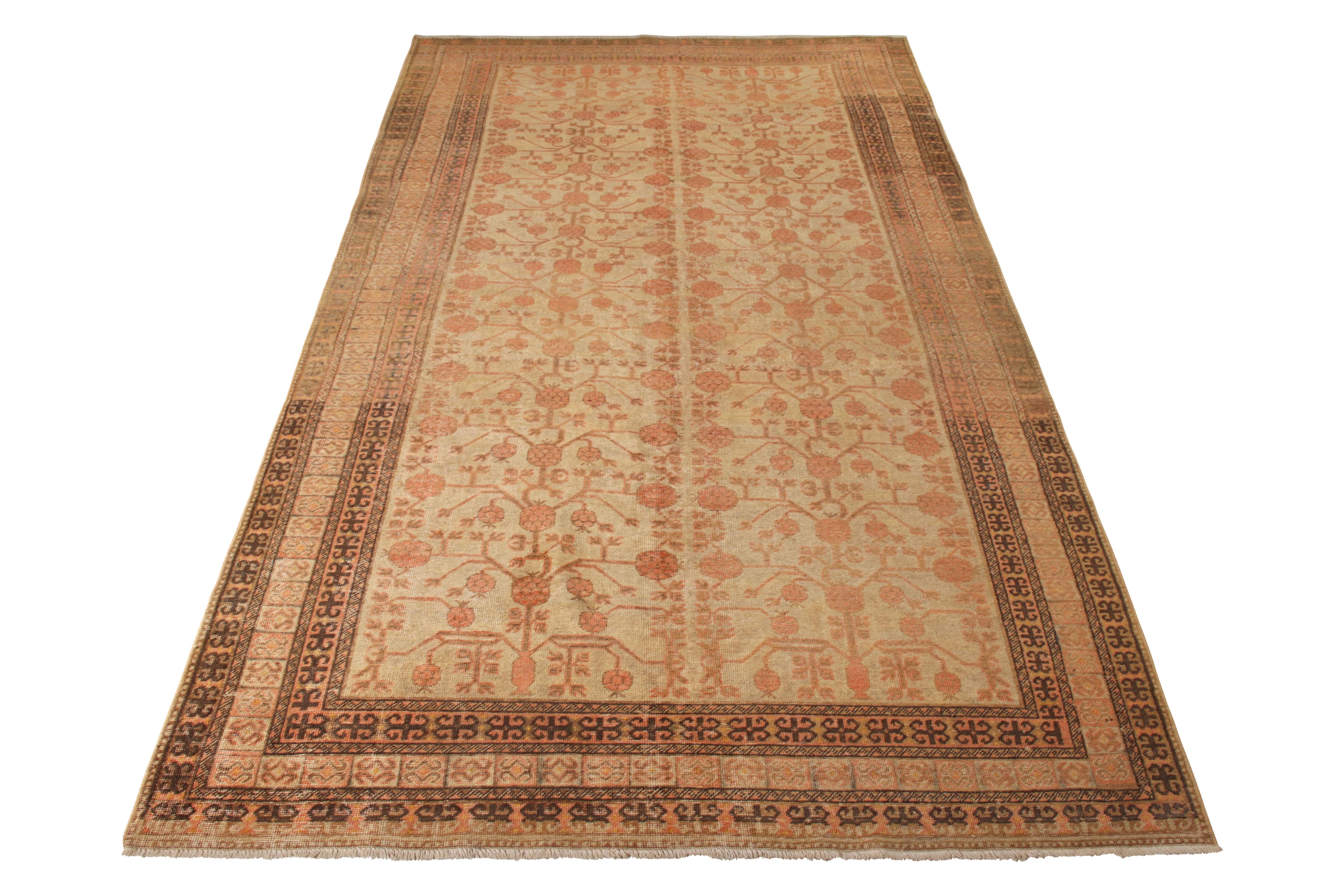 East Turkestani Hand-Knotted Antique Khotan Rug in Green Pomegranate Pattern by Rug & Kilim