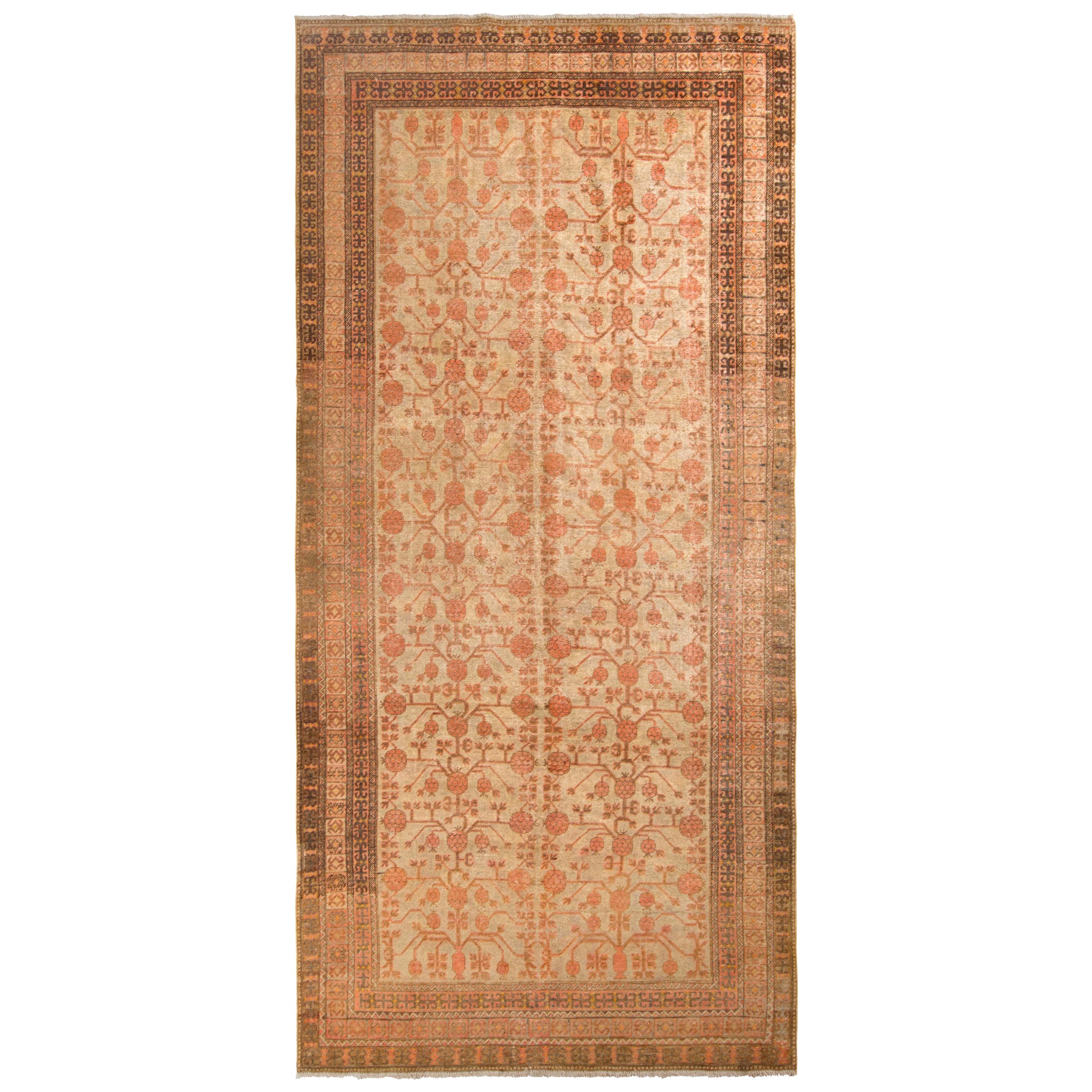 Hand-Knotted Antique Khotan Rug in Green Pomegranate Pattern by Rug & Kilim