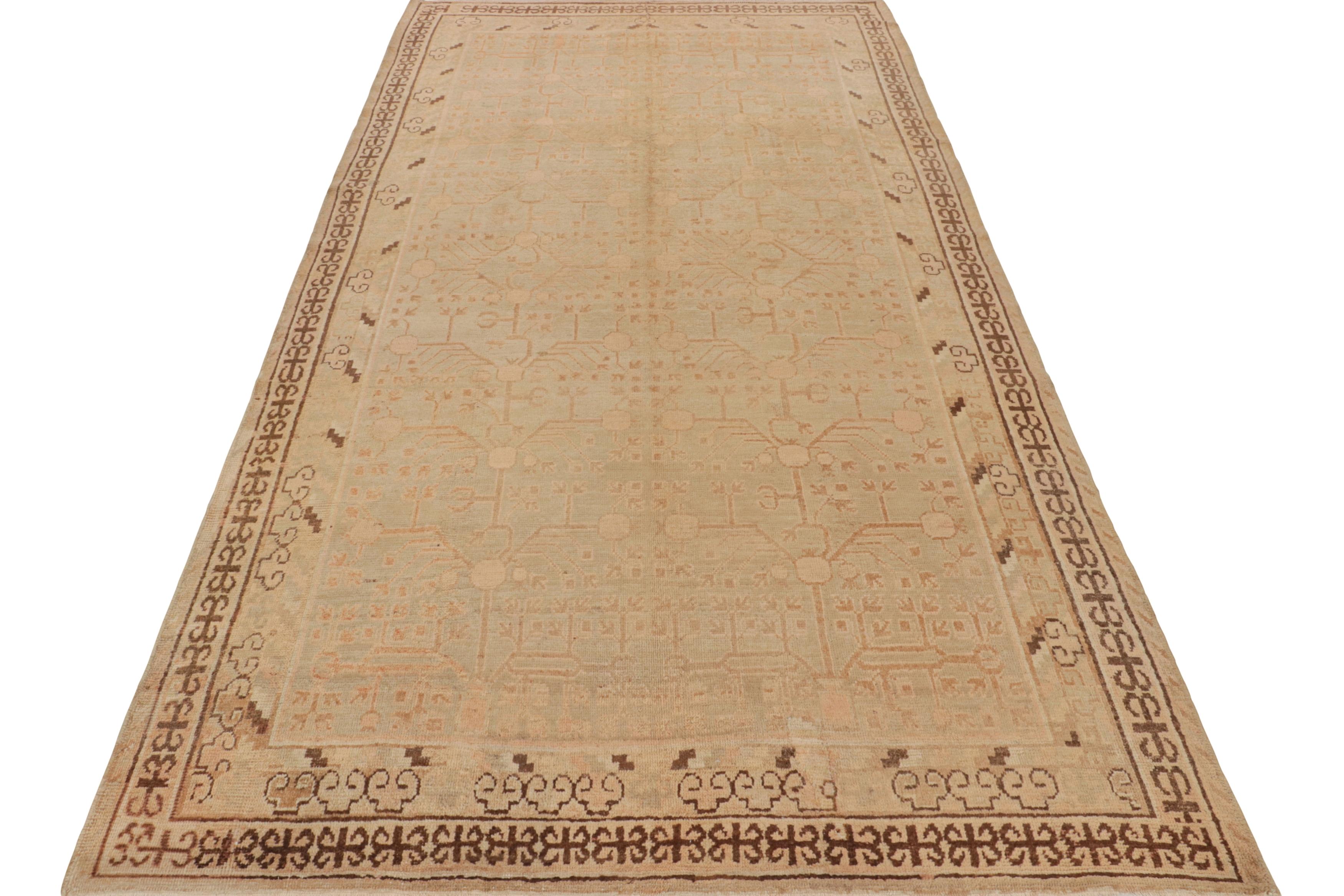 Early 20th Century Hand-Knotted Antique Khotan Rug in Green Pomegranate Pattern by Rug & Kilim For Sale