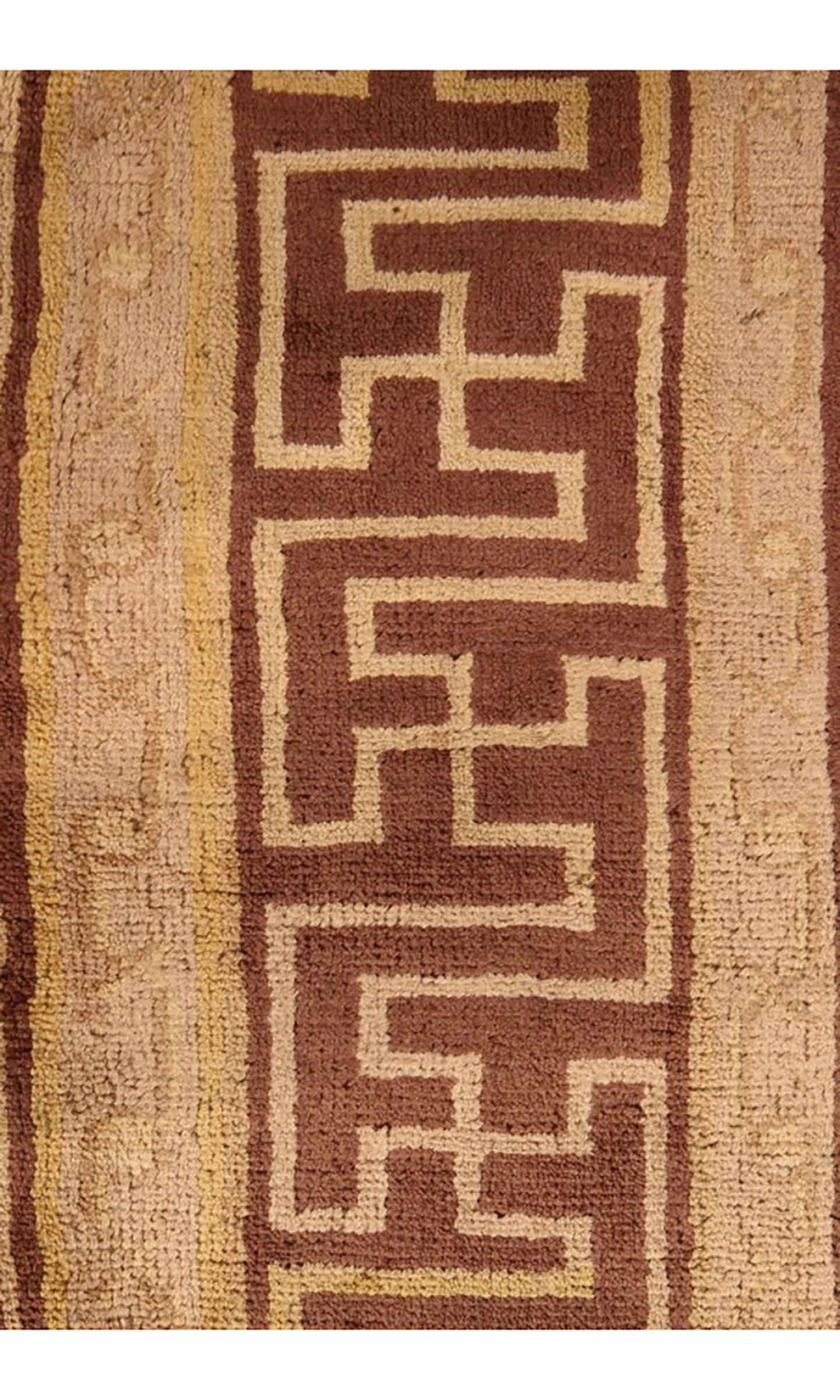 Hand-Knotted HandKnotted Antique Khotan Rug in Beige-Brown Geometric Pattern from Rug & Kilim