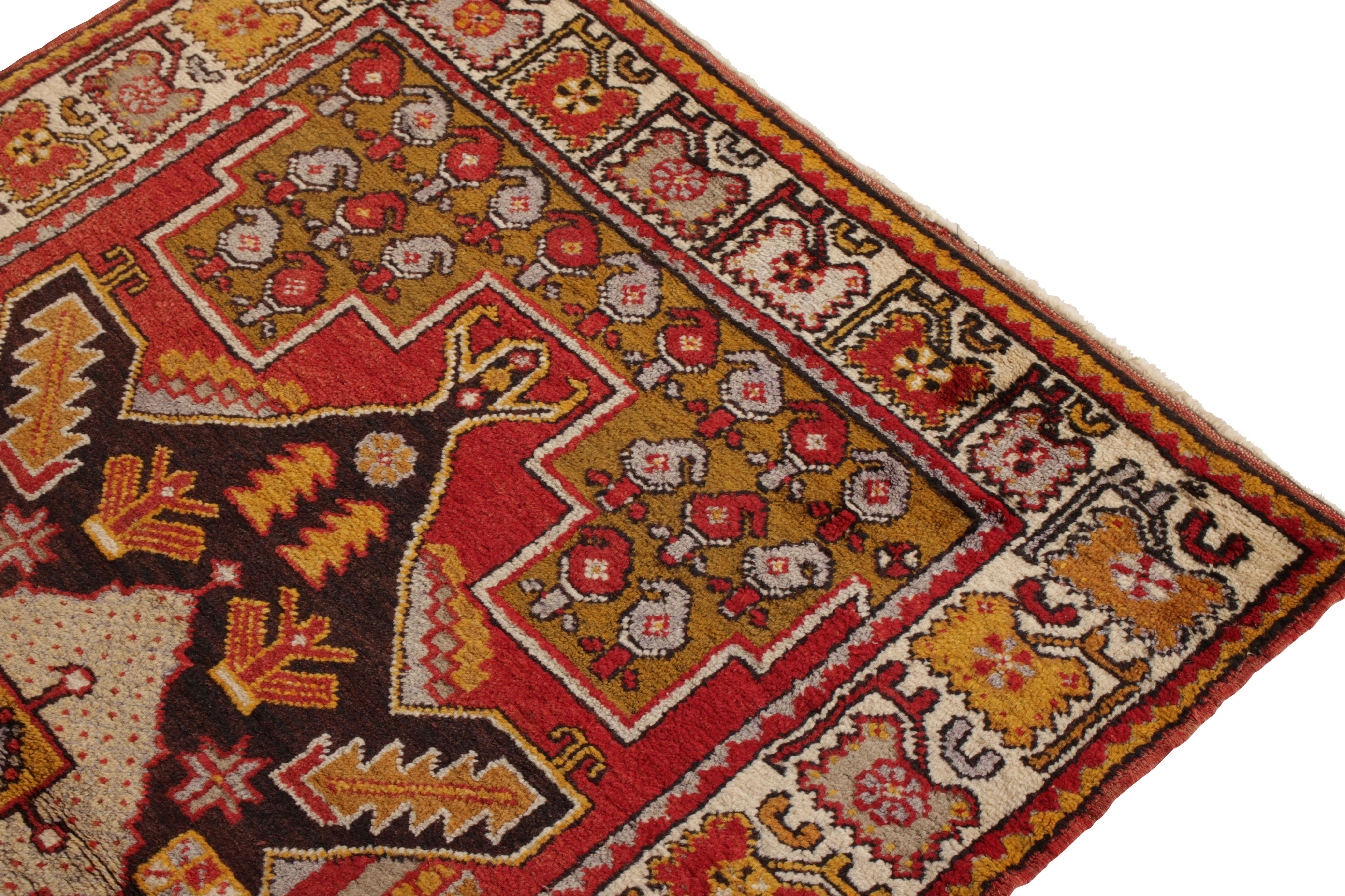 Turkish Hand Knotted Antique Kirsehir Rug in Red Medallion Tribal Pattern by Rug & Kilim For Sale