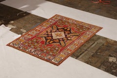 Hand Knotted Antique Kirsehir Rug in Red Medallion Tribal Pattern by Rug & Kilim
