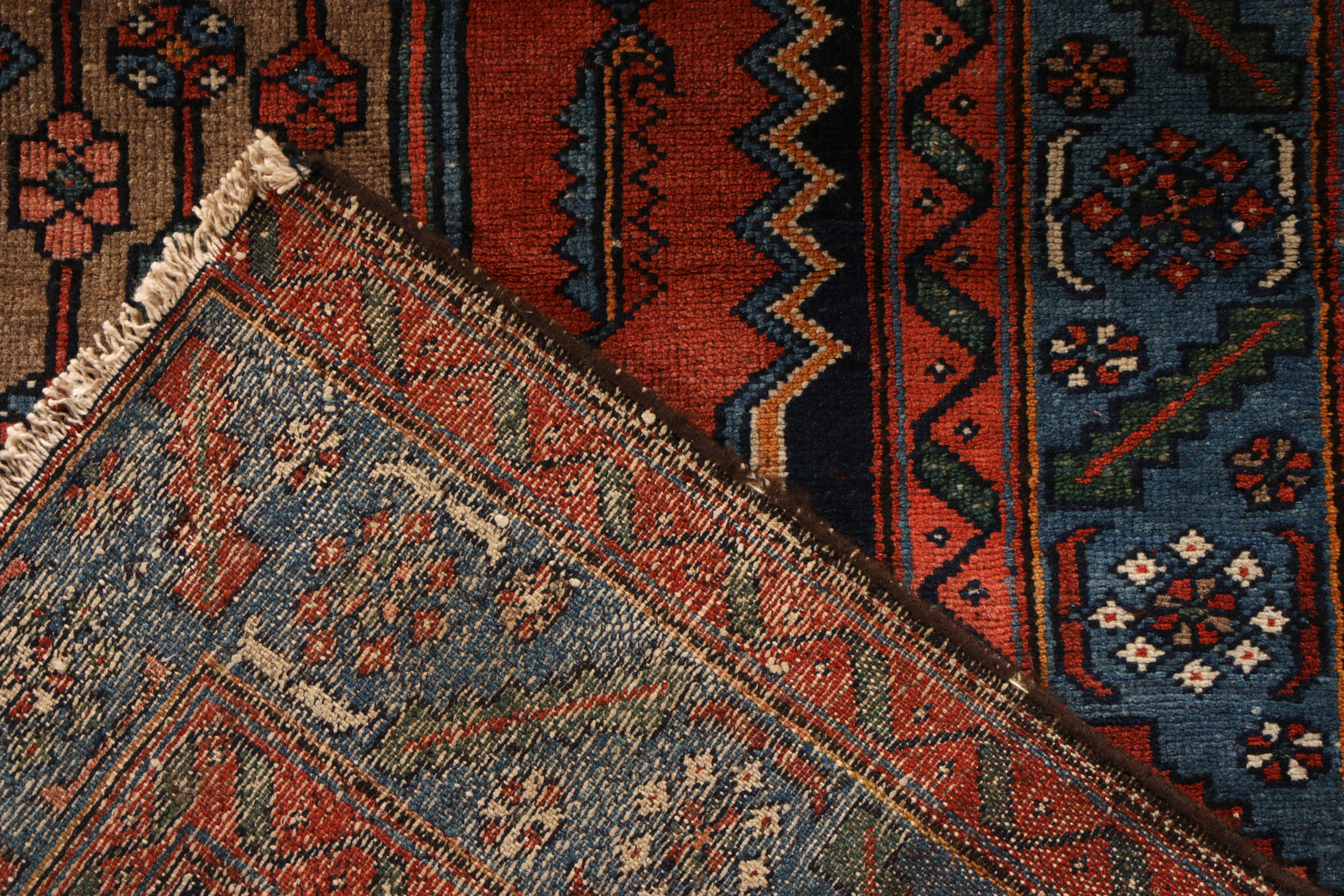 Early 20th Century Hand Knotted Antique Persian Rug in Red Blue Medallion Pattern by Rug & Kilim